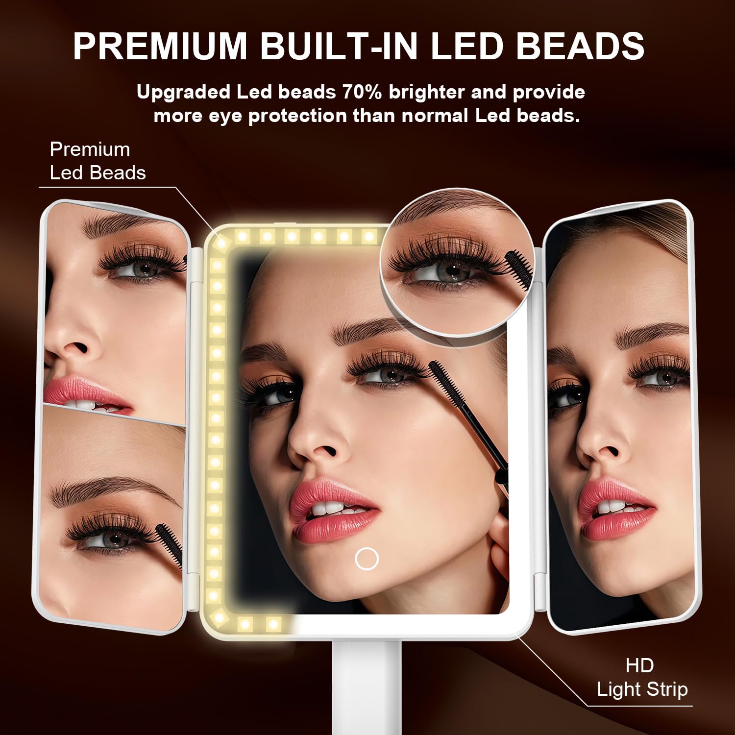 Mocado Makeup Mirror with Lights, 20X/7X/3X Magnifying Mirror with Light,Rechargeable & Height Adjustable Lighted Makeup Mirror,