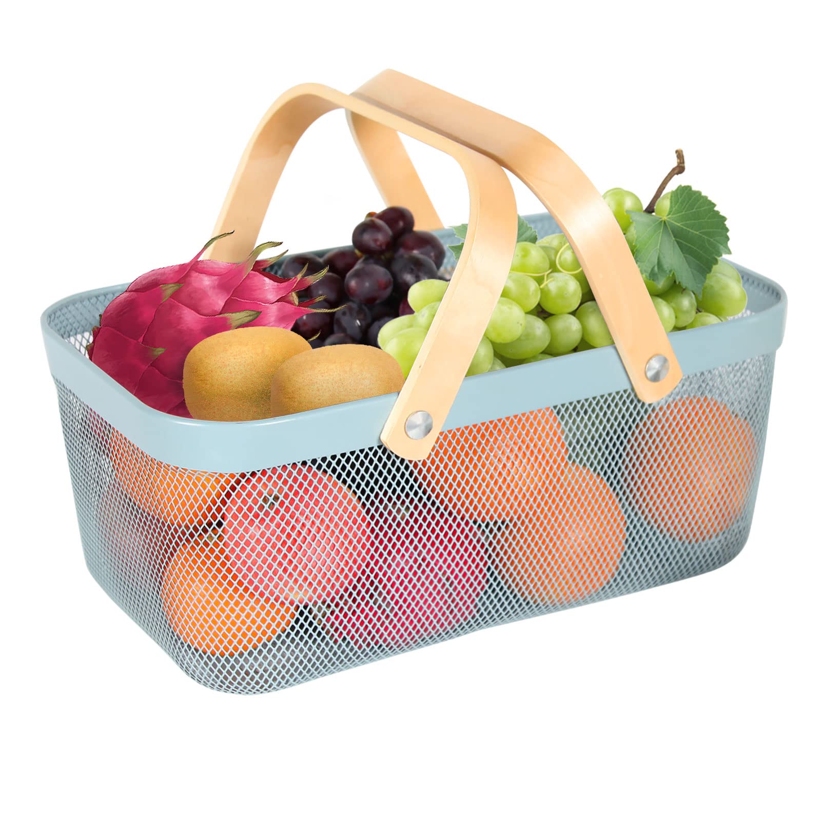 Garden Harvest Basket,Delicate Harvest Basket for Garden Vegetables,Practical Metal Mesh Wire Basket with Handle Suitable for Ba