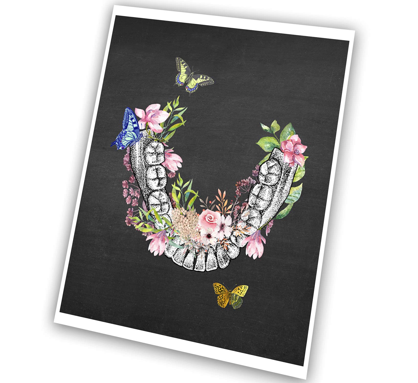 Gnosiscollageart Dental Art Human Teeth Anatomy Flower Butterflies Set Of 2 Unframed Prints