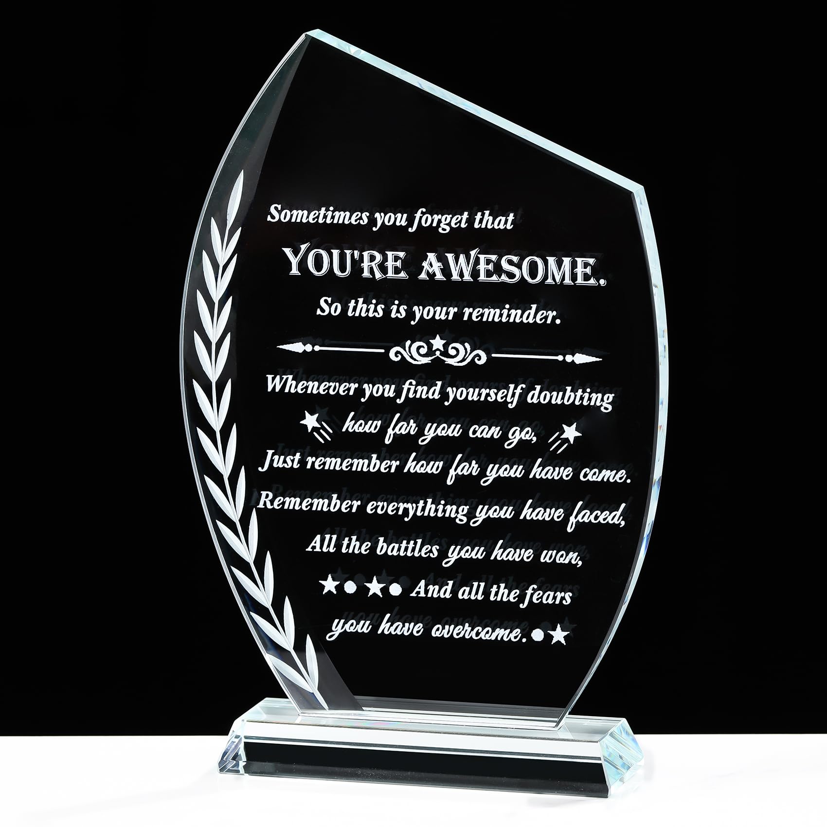 Movdyka Inspirational Gifts for Women Men - Motivational Crystal Laser Engraved Plaque Encouragement Gifts for Daughter Son Frie