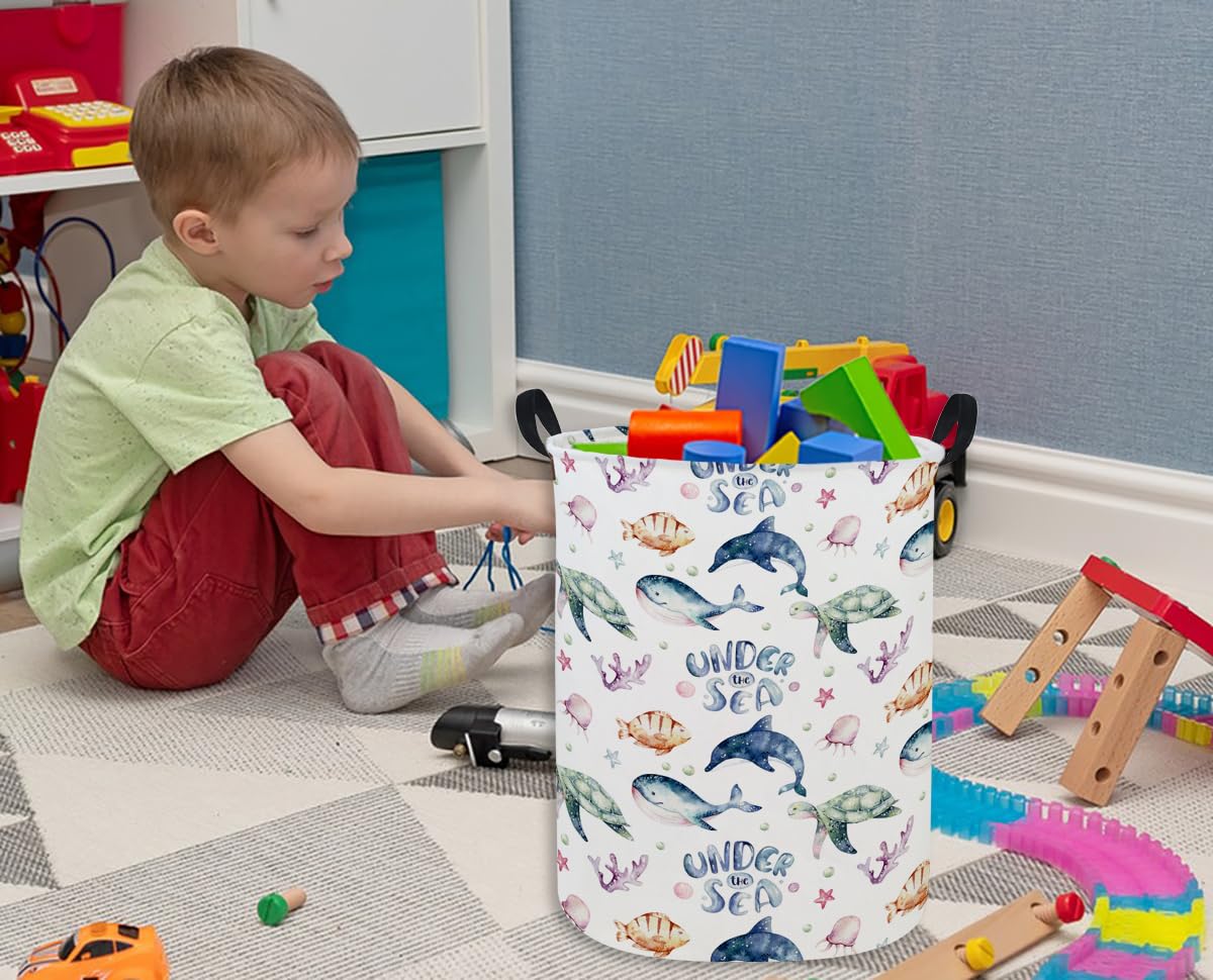 Ddbasket Kids Laundry Basket Sea Hamper For Nursery Boy And Girl Ocean Hamper Cute Kids Toys Storage Bin Organizer Room Decor Fo