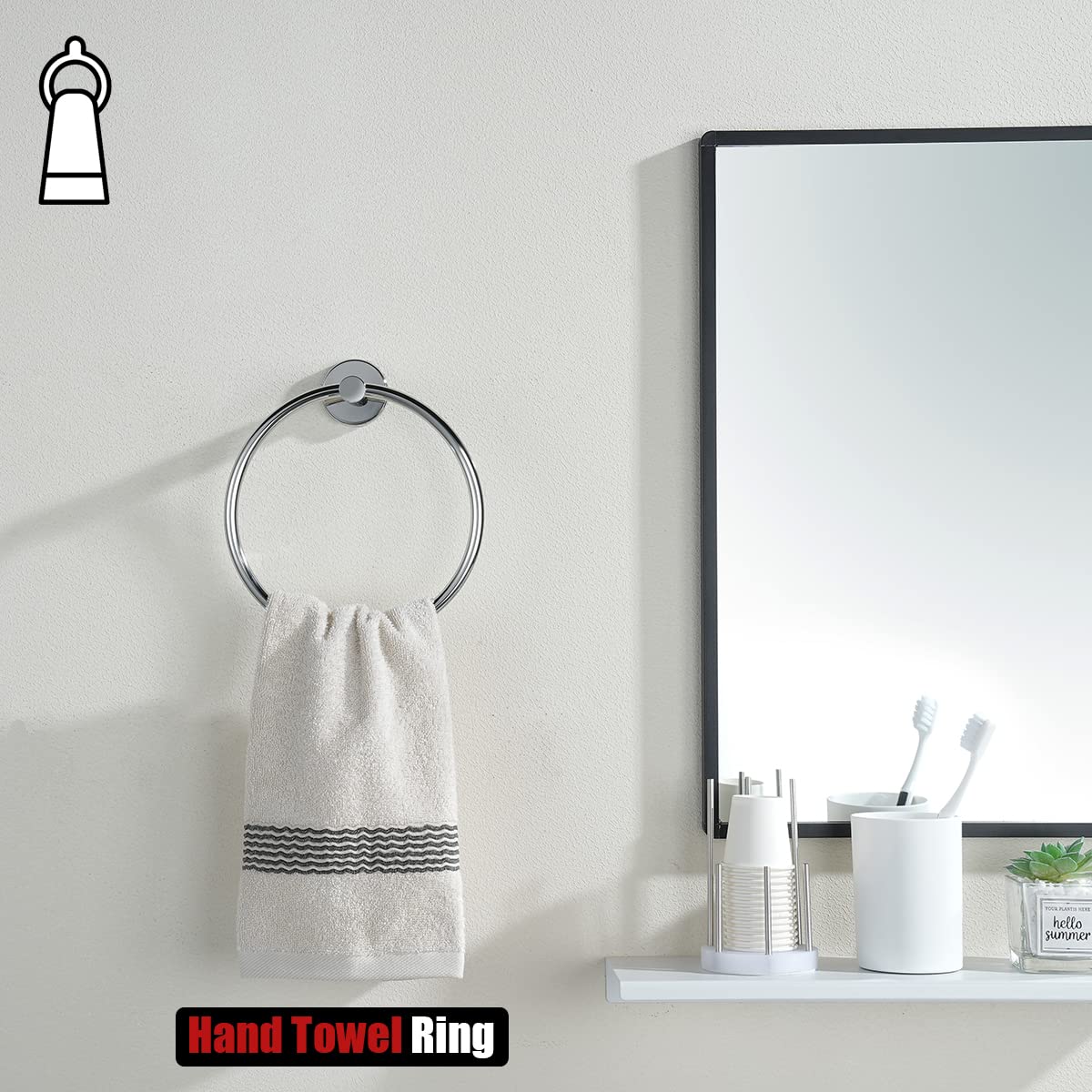 JQK Chrome Towel Ring  304 Stainless Steel Hand Towel Holder for Bathroom  Polished Finish Wall Mount  TR130-CH