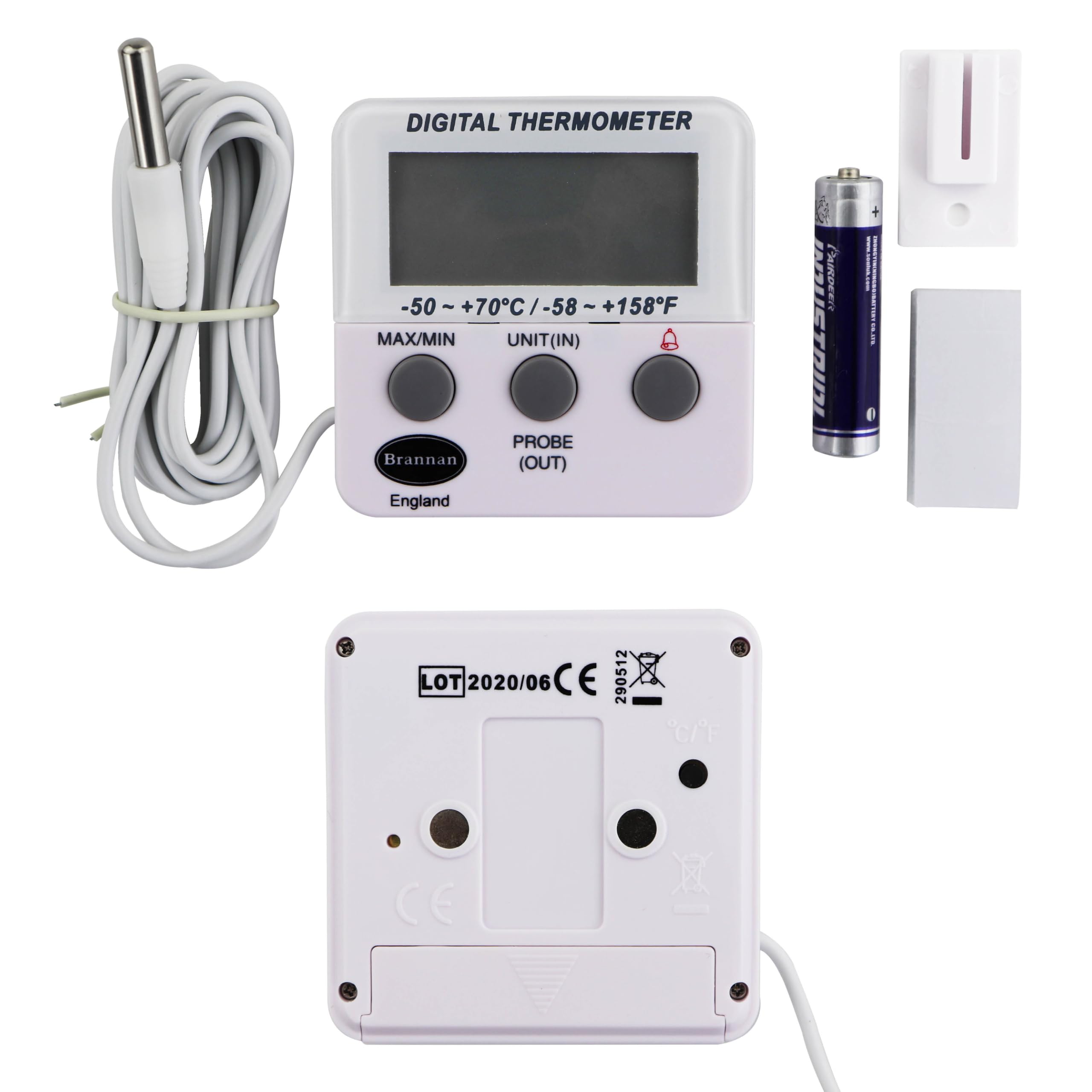 Refrigerator Thermometer Digital - Fridge and Freezer Alarm Alert When Temperatures Drop - Ideal Fridge Freezer Thermometer with Alarm and Max Min
