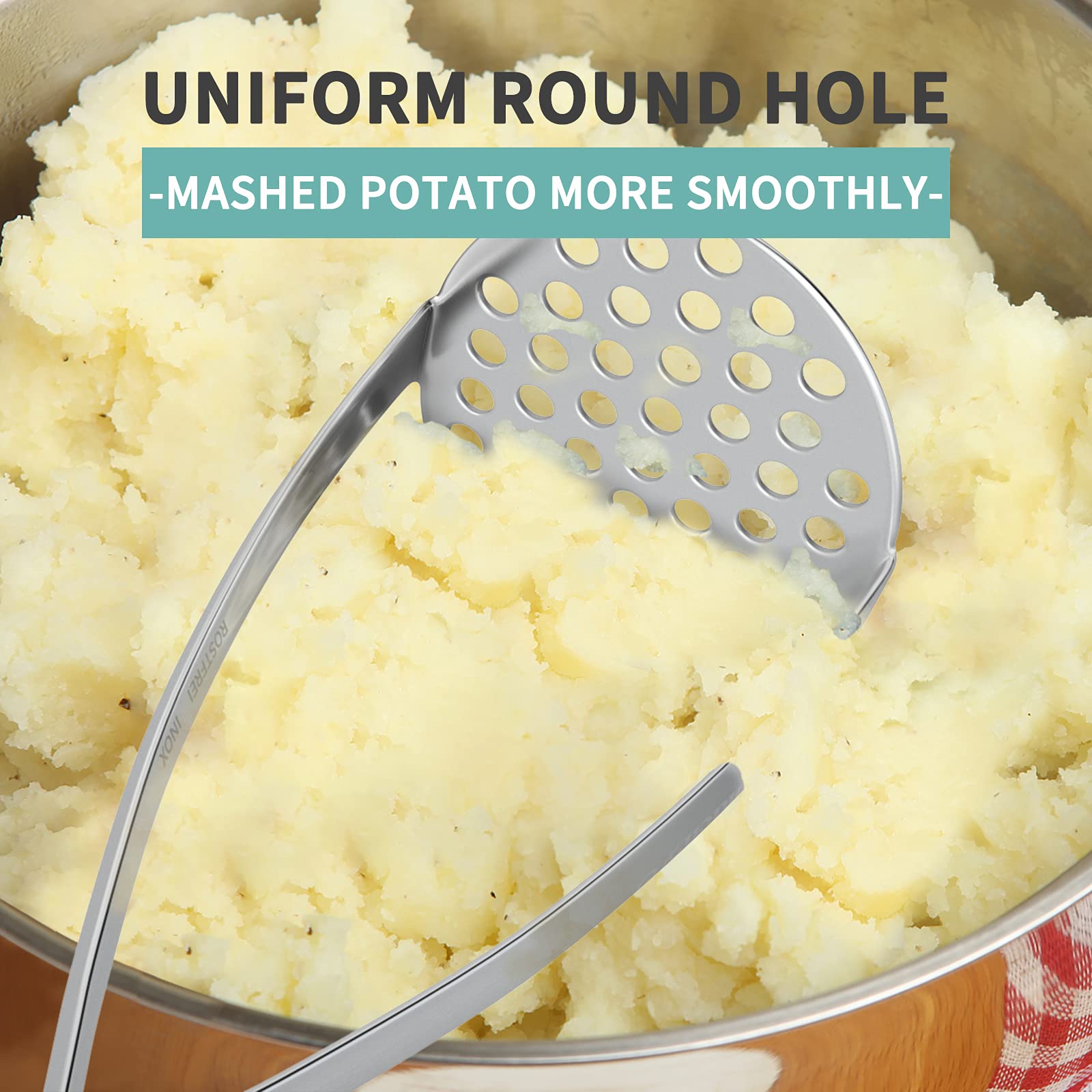 Joyoldelf Heavy Duty Potato Masher, Stainless Steel Integrated Masher Kitchen Tool & Food Masher/Potato Smasher With Non-Slip Ha