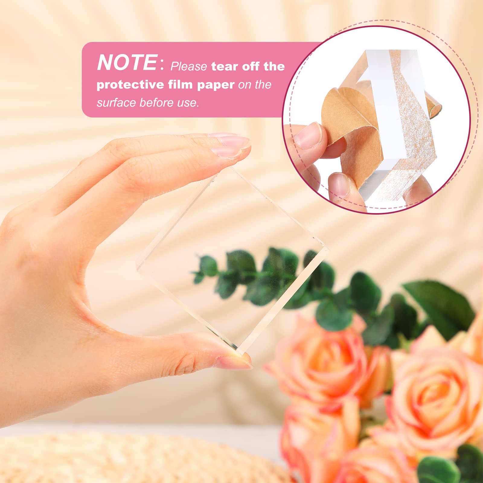 Remerry 8 Pieces Acrylic Display Block 2 x 2 x 1 Inch Clear Polished Acrylic Square Display Cube Block Stand Holder for Rings Je