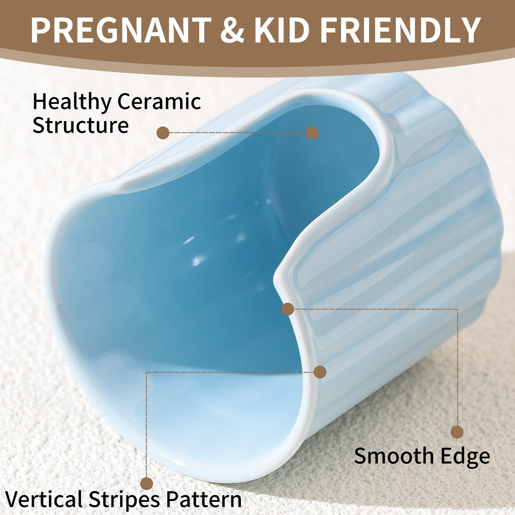 Kid Ceramic Bathroom Cup Dispenser With Stylish Vertical Stripes - Dixiee Cup Dispenser & Mouthwash Cup Holder Holds 3Oz Paper C