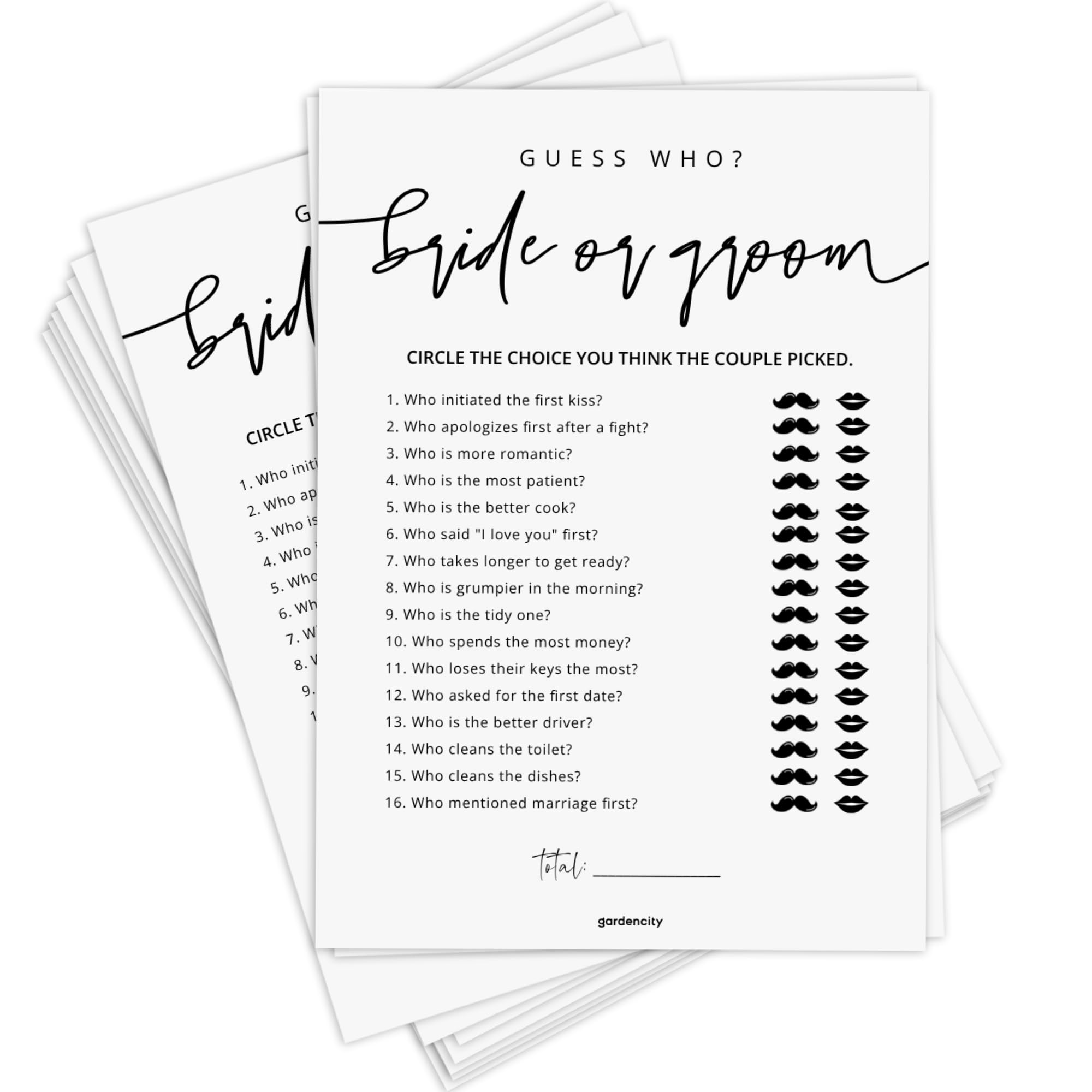 Gardencity Guess Who Bride Or Groom? Bridal Shower Games For 50 Guests - Minimalist