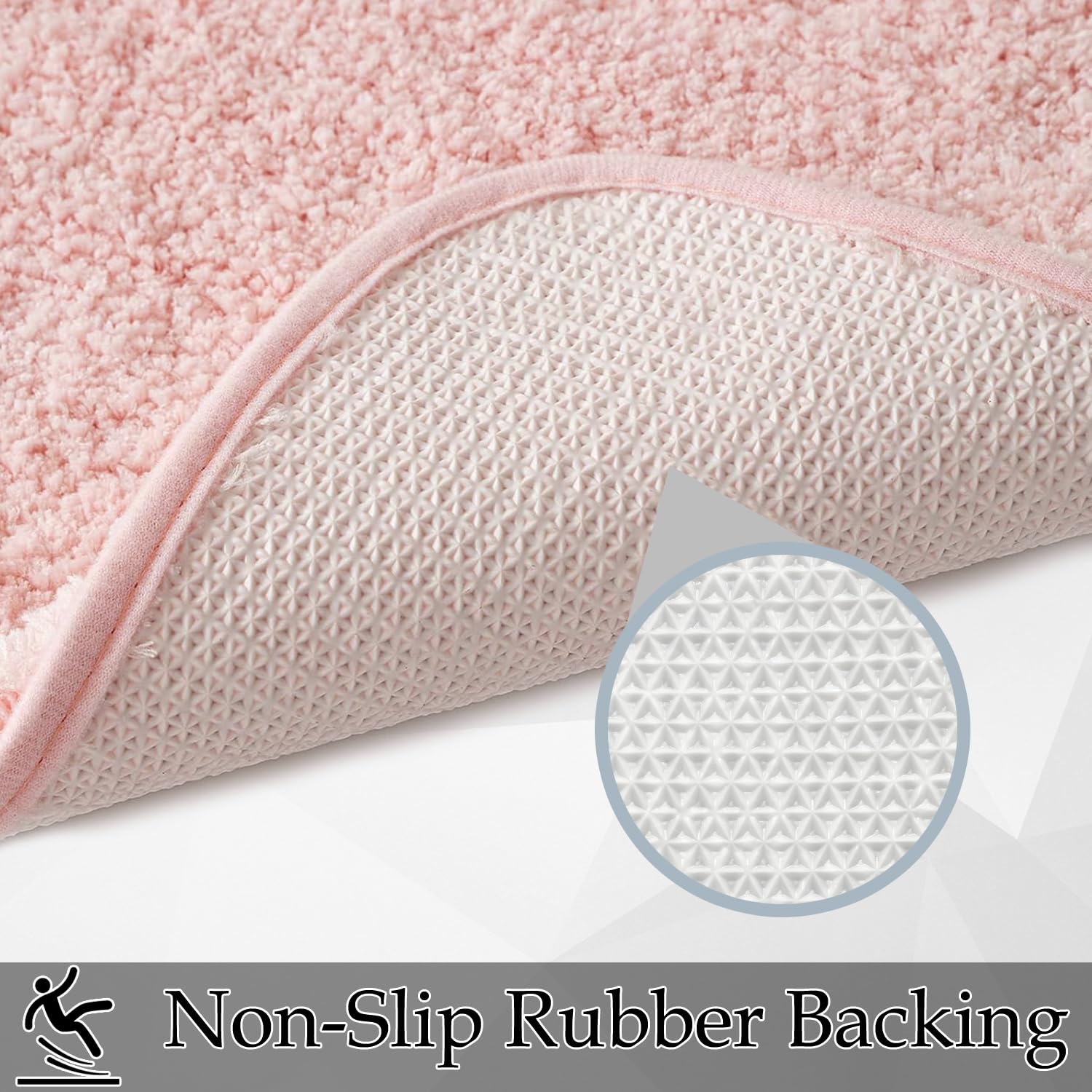 Pink Luxury Bathroom Rugs Set 3 Piece, Shaggy Bath Mats For Bathroom Non-Slip, Soft Shaggy Absorbent Microfiber Bath Mat, Machin