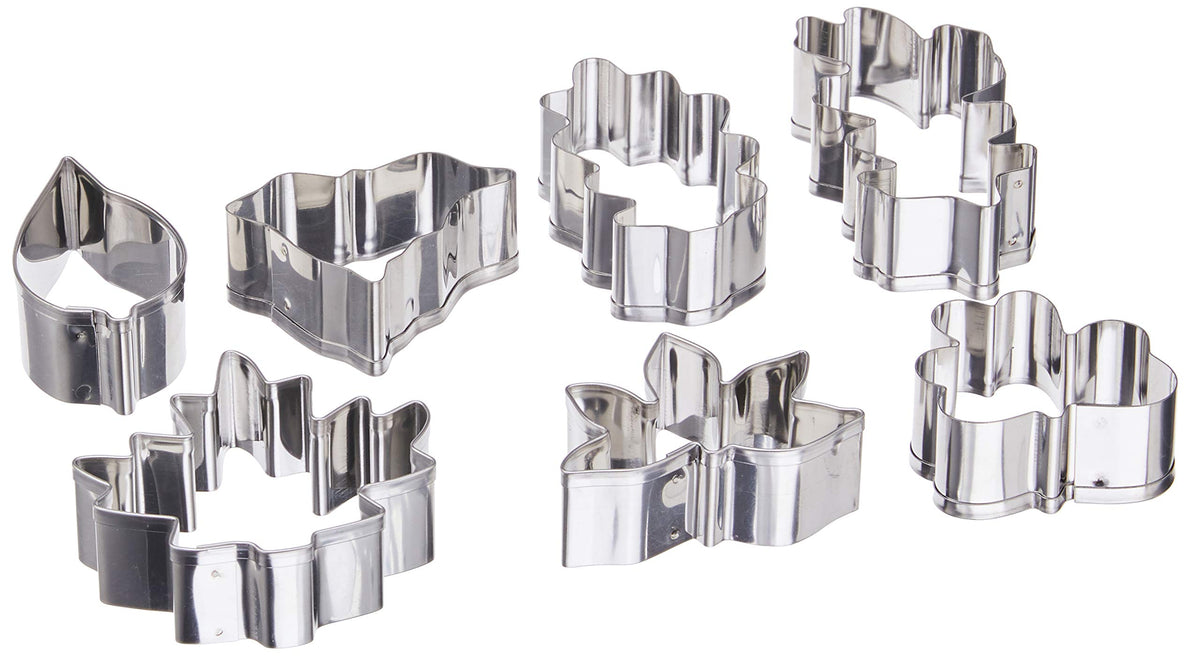 Ateco Rectangle Pastry Fluted Round Cutters In Graduated Sizes, Plain Edge, Leaf