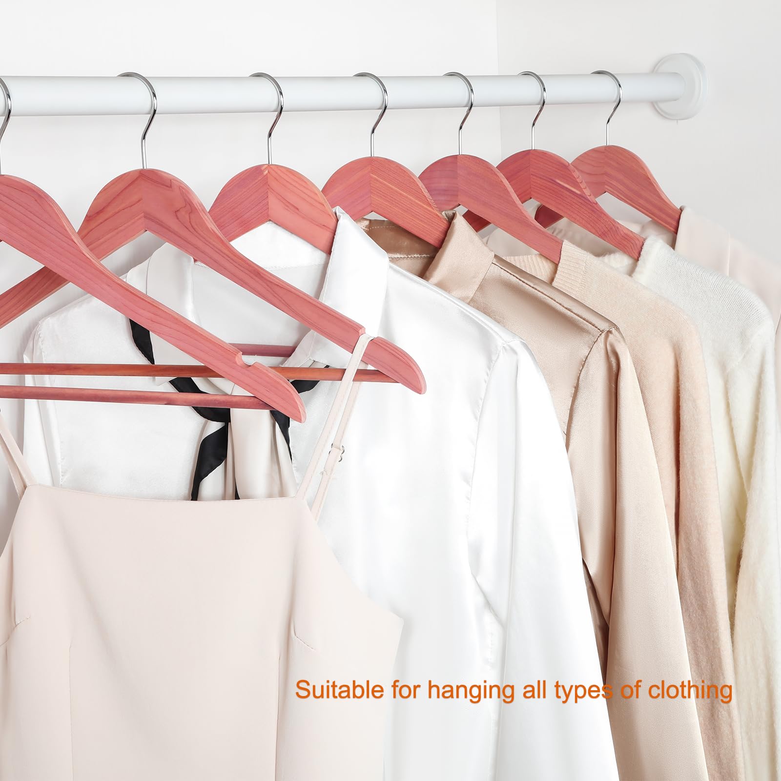 TOPIA HANGER American Red Cedar Wooden Hangers  Clothes Hangers for Closet  Wood Coat Hanger with Smooth Cut Notches  360?Flexible Hook  Non-Slip Pants Bar 10 Pack-CT07C