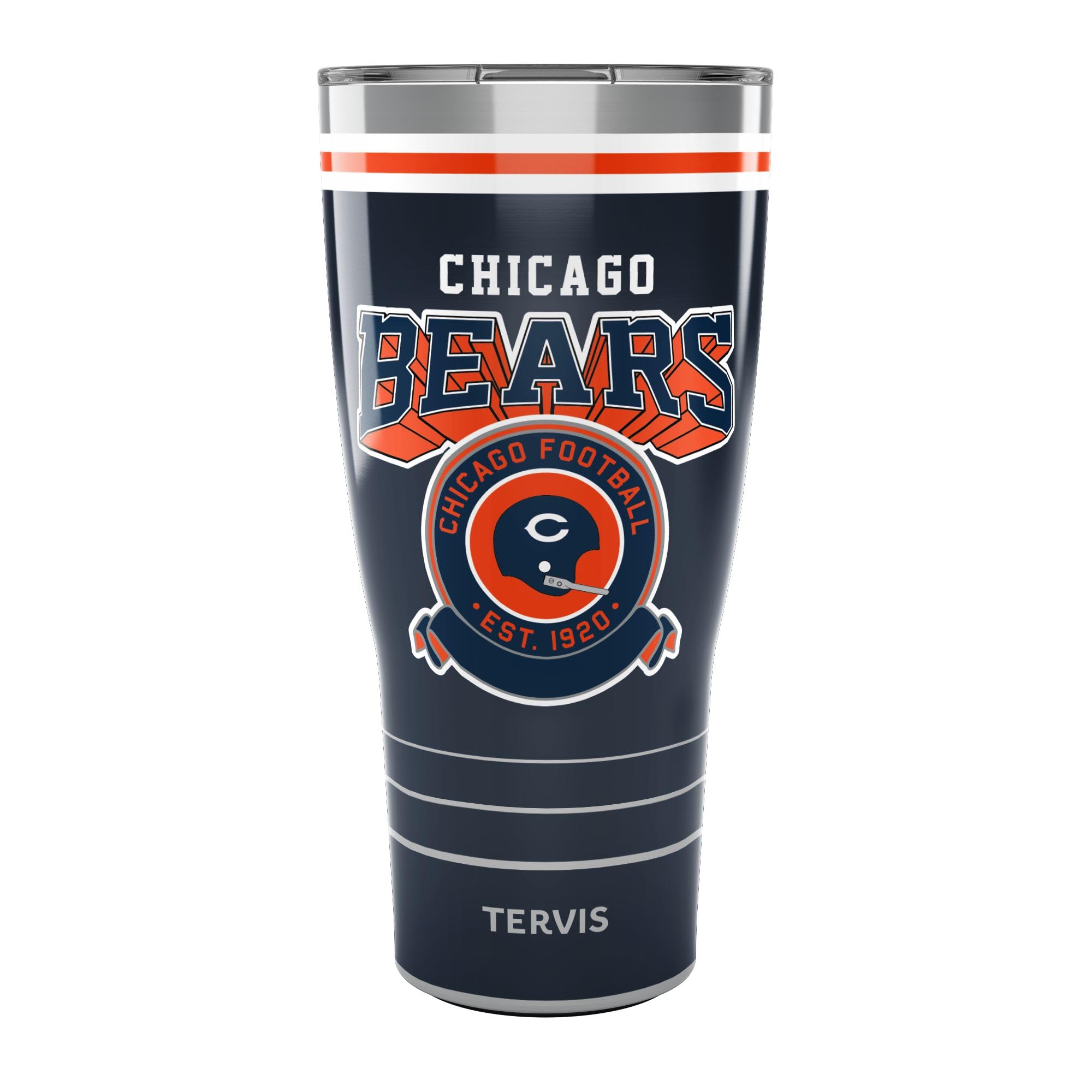 Tervis Traveler NFL Chicago Bears - Vintage Triple Insulated Tumbler Travel Cup Keeps Drinks Cold & Hot, 30oz, Stainless Steel
