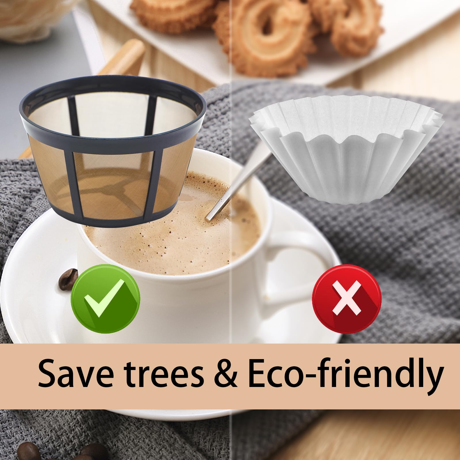 Aolleteau 2 Pack Reusable Coffee Filter Replacement For Bunn 8 10 12 Cup Coffee Maker And Brewer Series Bx, Btx, Grx, Nhb, Nhs,