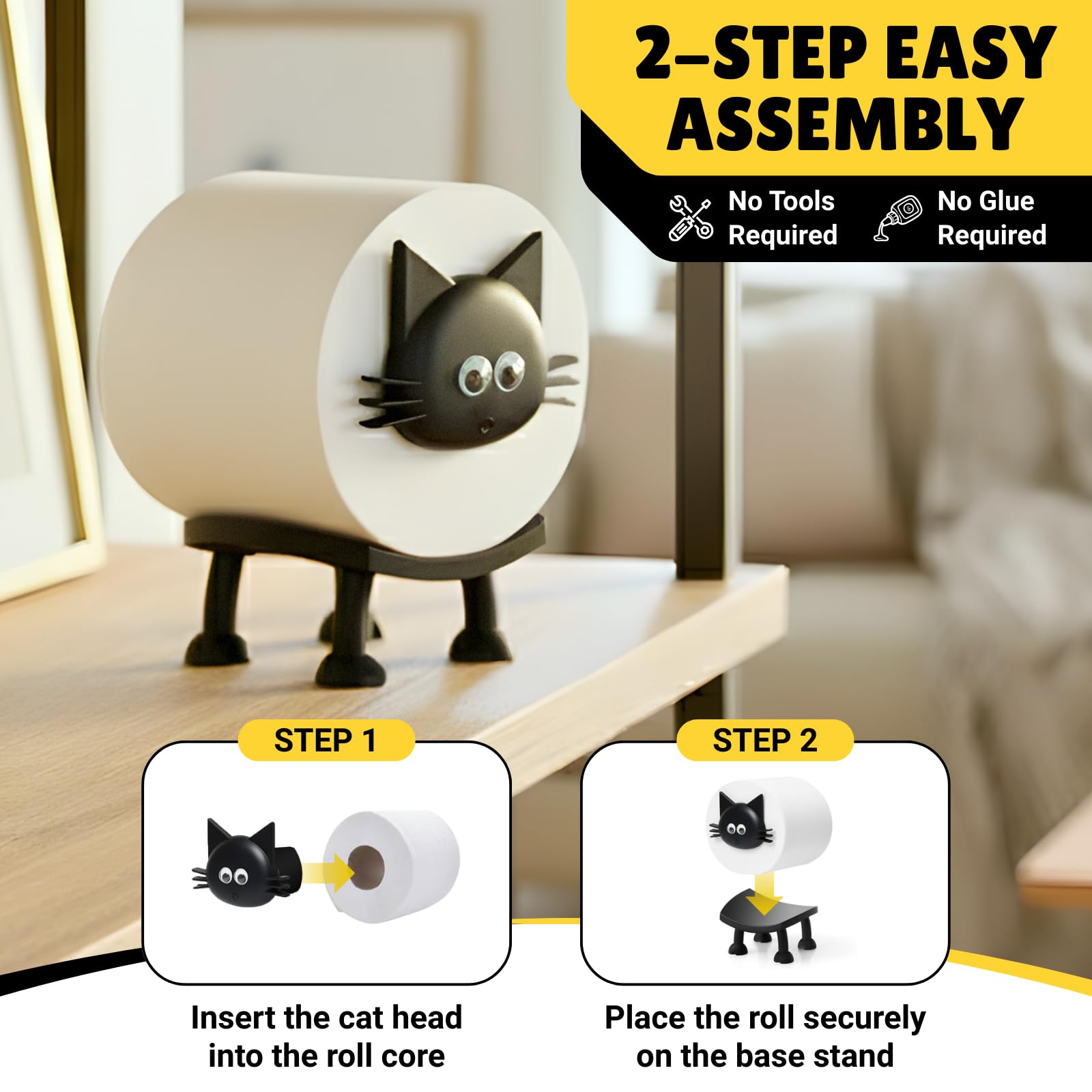 Brancivox Cat Toilet Paper Holder Pack of 3 - Decorative Toilet Paper Storage Holder | 3D Cute Tissue Box Cover for Home and Bat