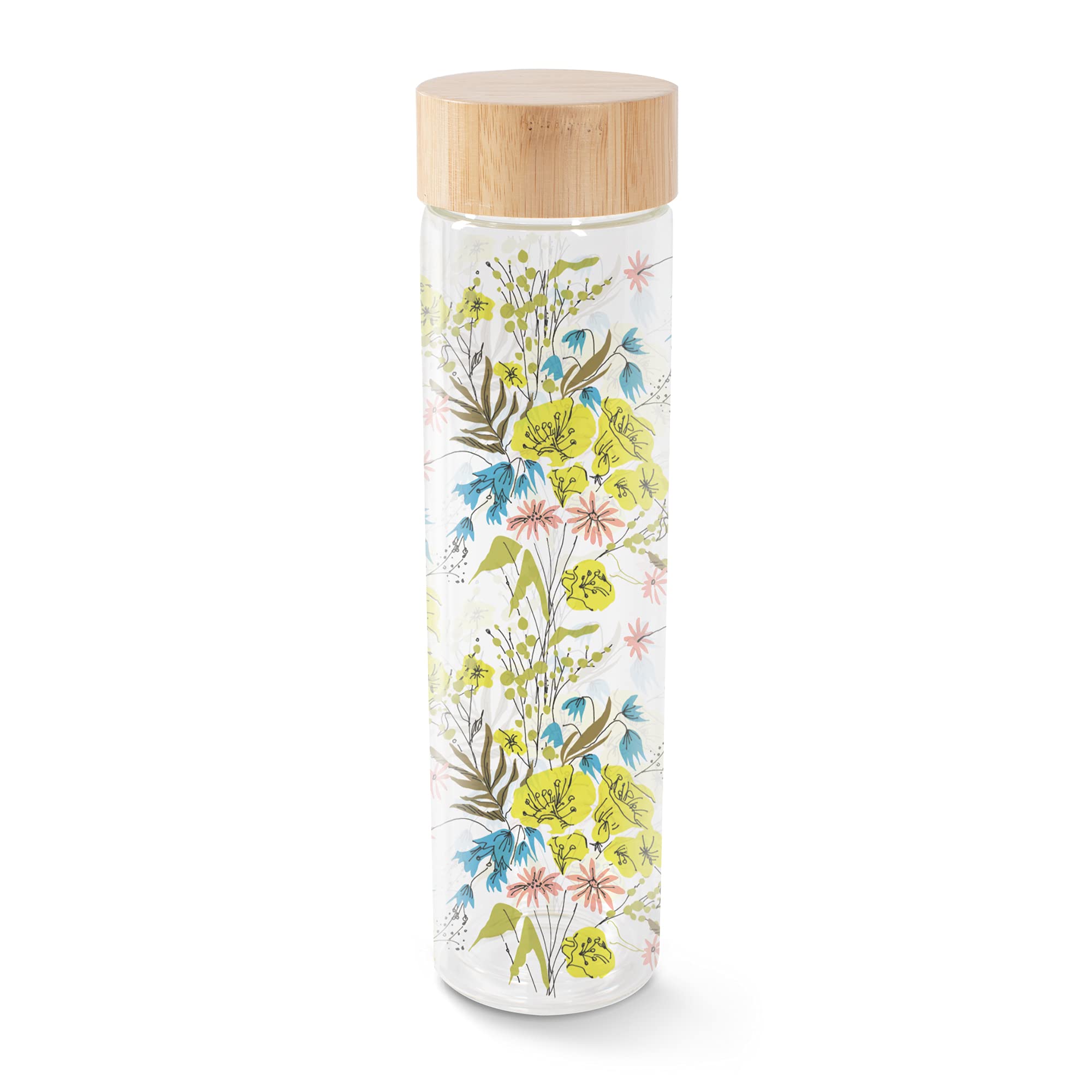 Fringe STUDIO Glass Hydration Bottle, Wildflowers, Large, 16.9 fl oz/500 ML (404002),multicolored