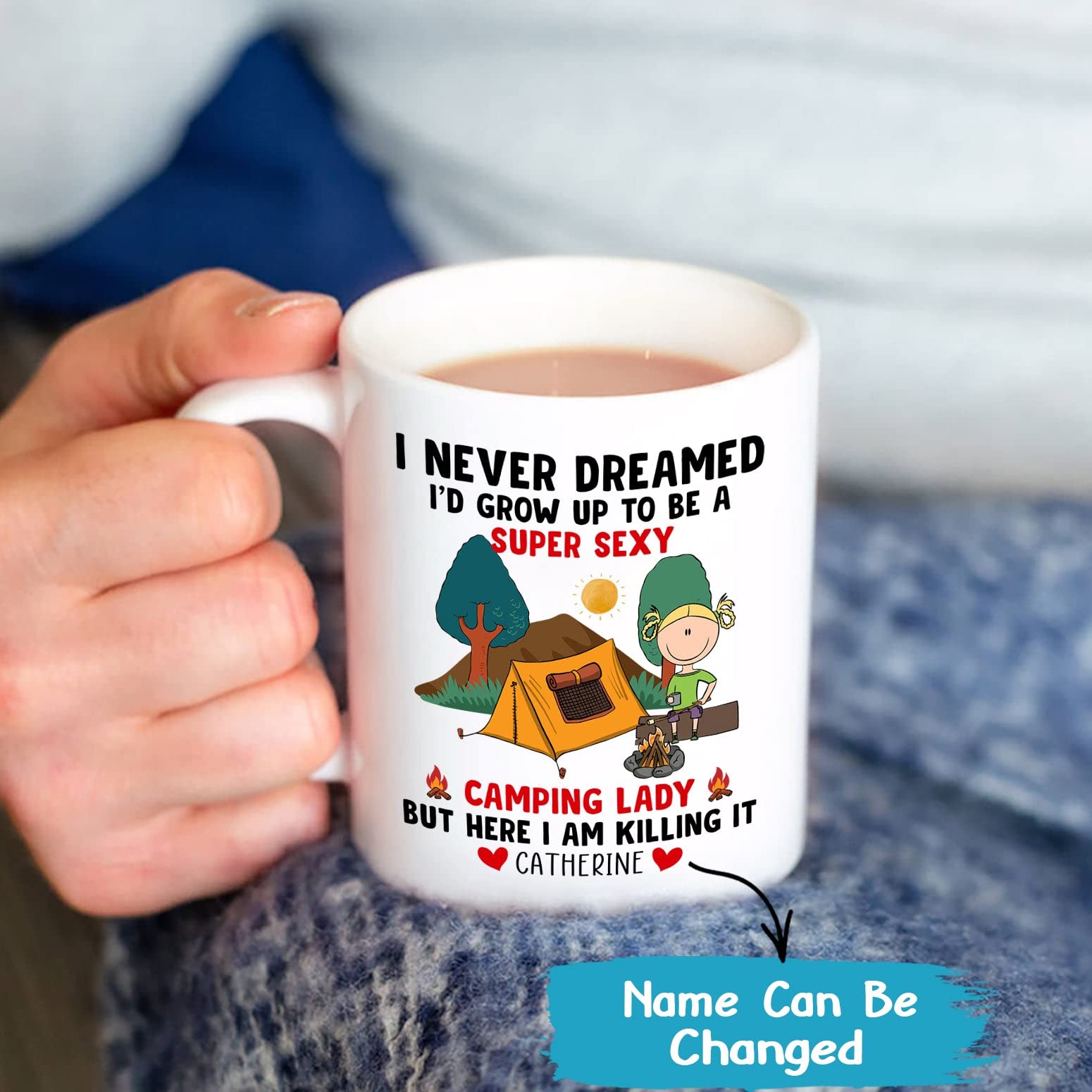 I Never Dreamed I Would Grow Up To Be A Camping Lady, Camping Gifts, Personalized Camper Mug, Custom Camping Mug, Camper Lifes,