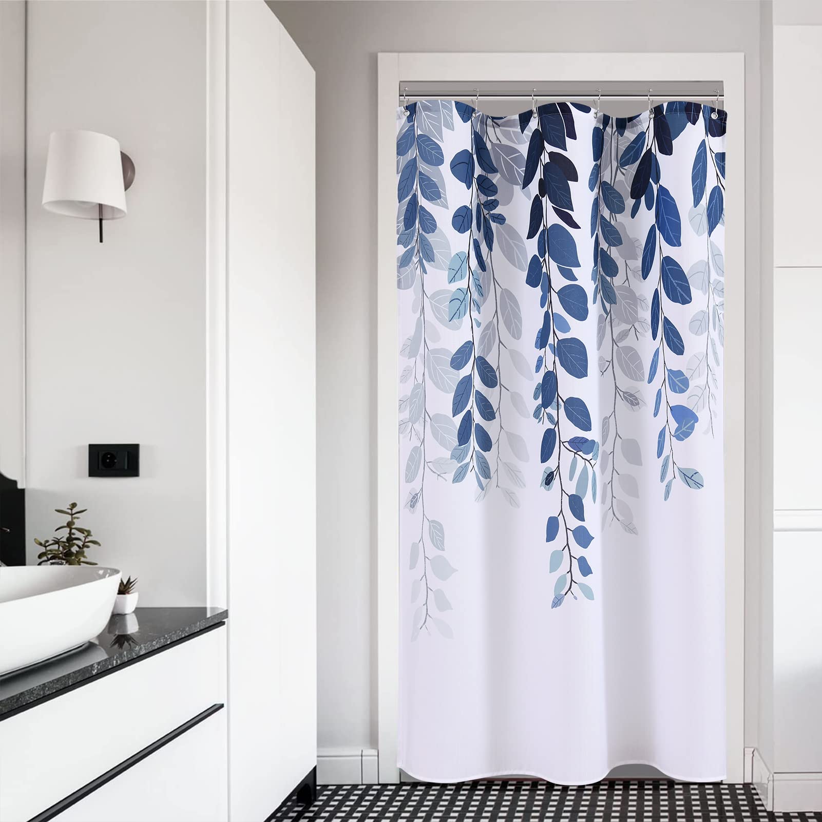 Stall Shower Curtain Small Blue Eucalyptus Shower Curtain For Bathroom Floral Watercolor Leaves Shower Curtain Botanical Shower 