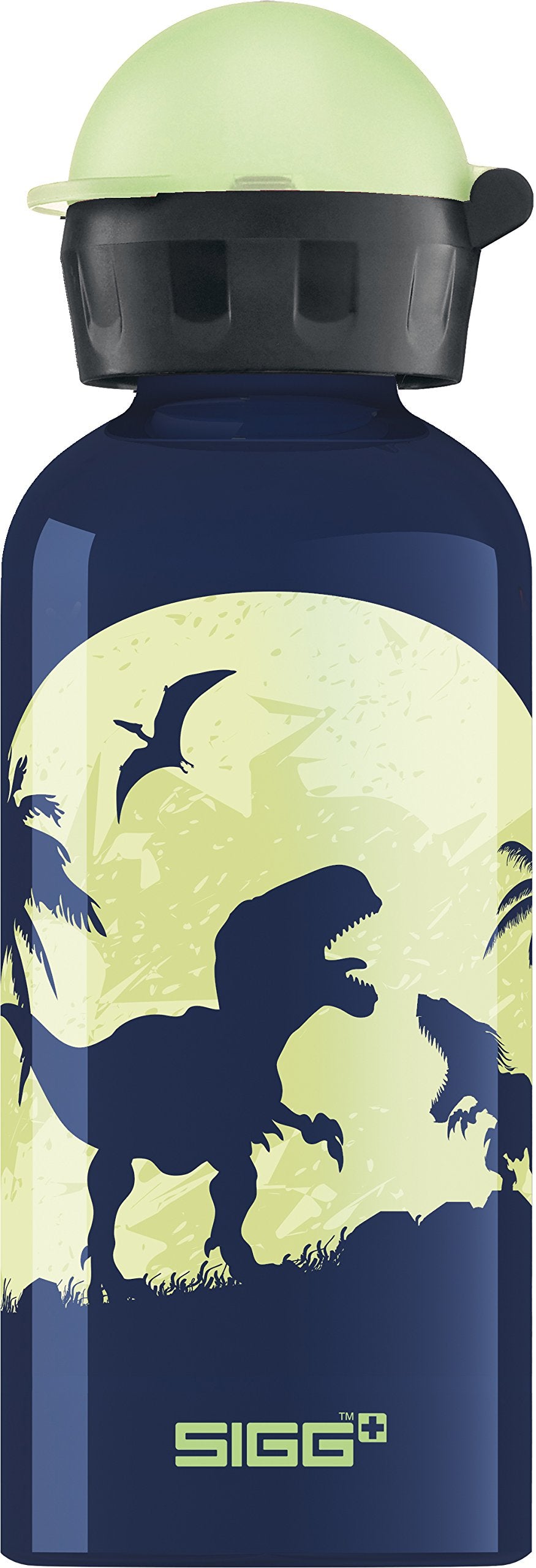 Sigg - Kids Water Bottle - Glow Moon Dinos - Leakproof, Lightweight, Bpa Free - Aluminum - 13Oz