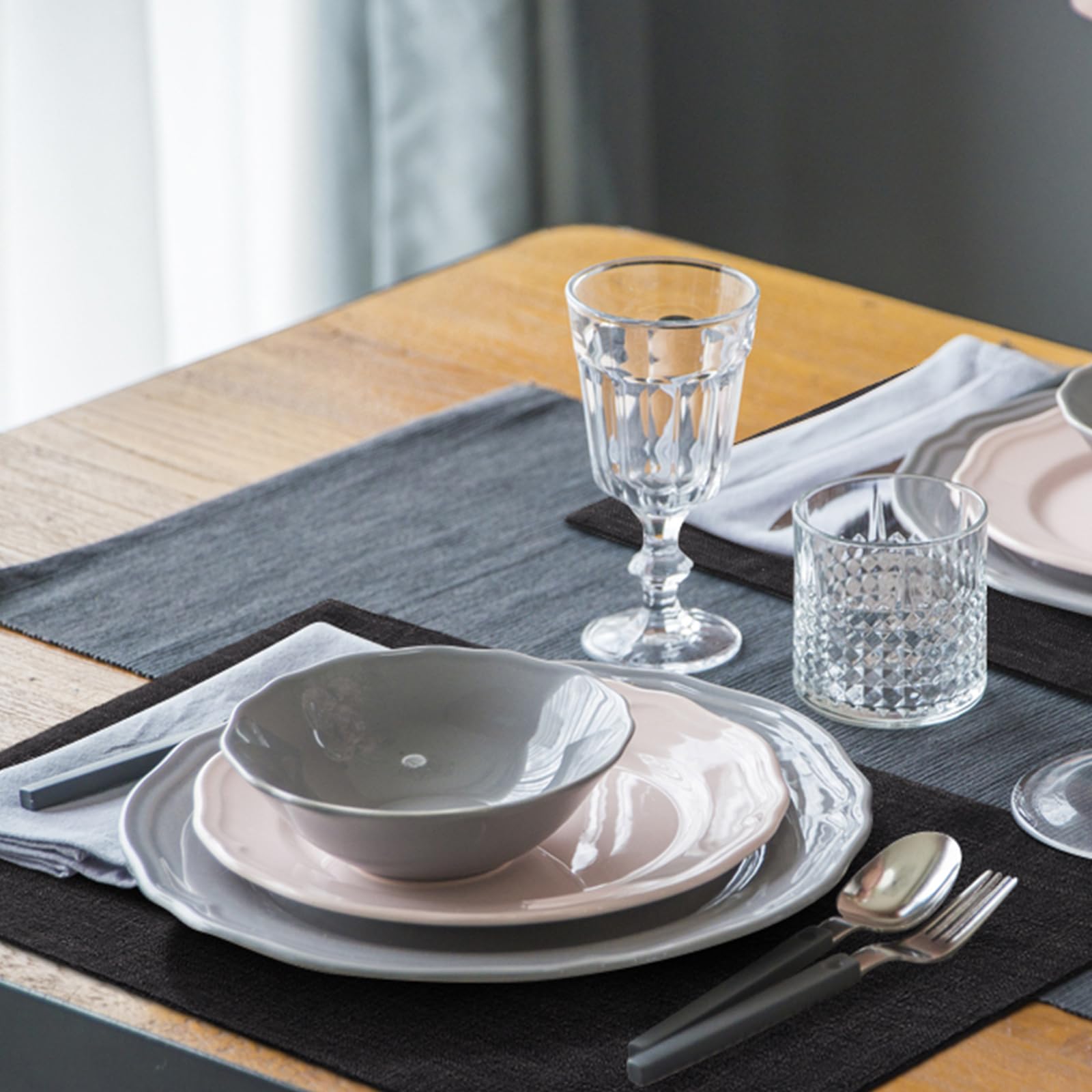 Homing Black Cloth Placemats For Dining Table Set Of 6 - Cotton Linen Blend Washable Farmhouse Kitchen Mats For Indoors & Outdoo