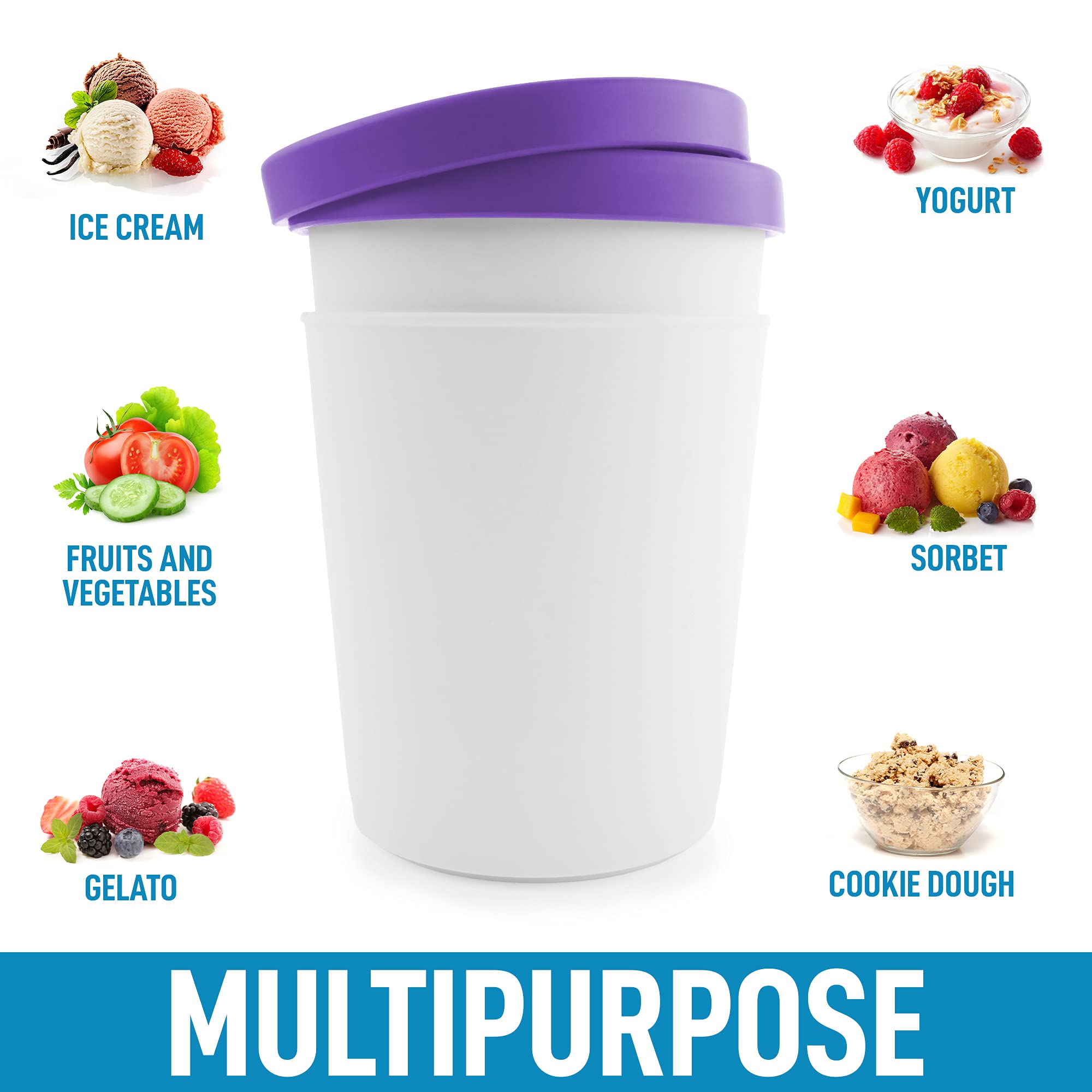 Zulay [2 Pack - 1 Quart Each] Large Ice Cream Containers For Homemade Ice Cream - Reusable Ice Cream Container Set With Lids - I
