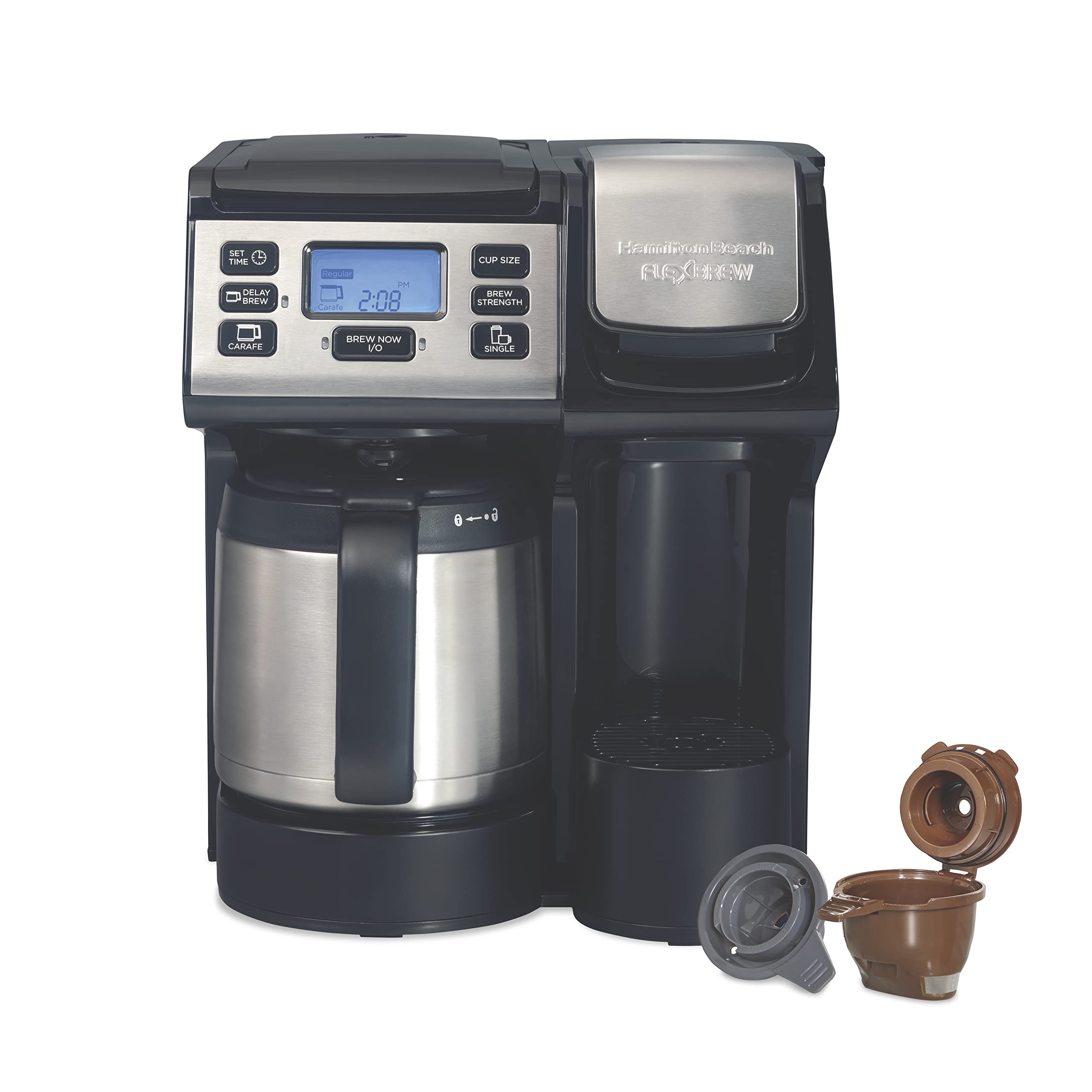 Hamilton Beach Flexbrew Trio 2-Way Coffee Maker, Compatible With K-Cup Pods Or Grounds, Combo, Single Serve & Full 12C Thermal P