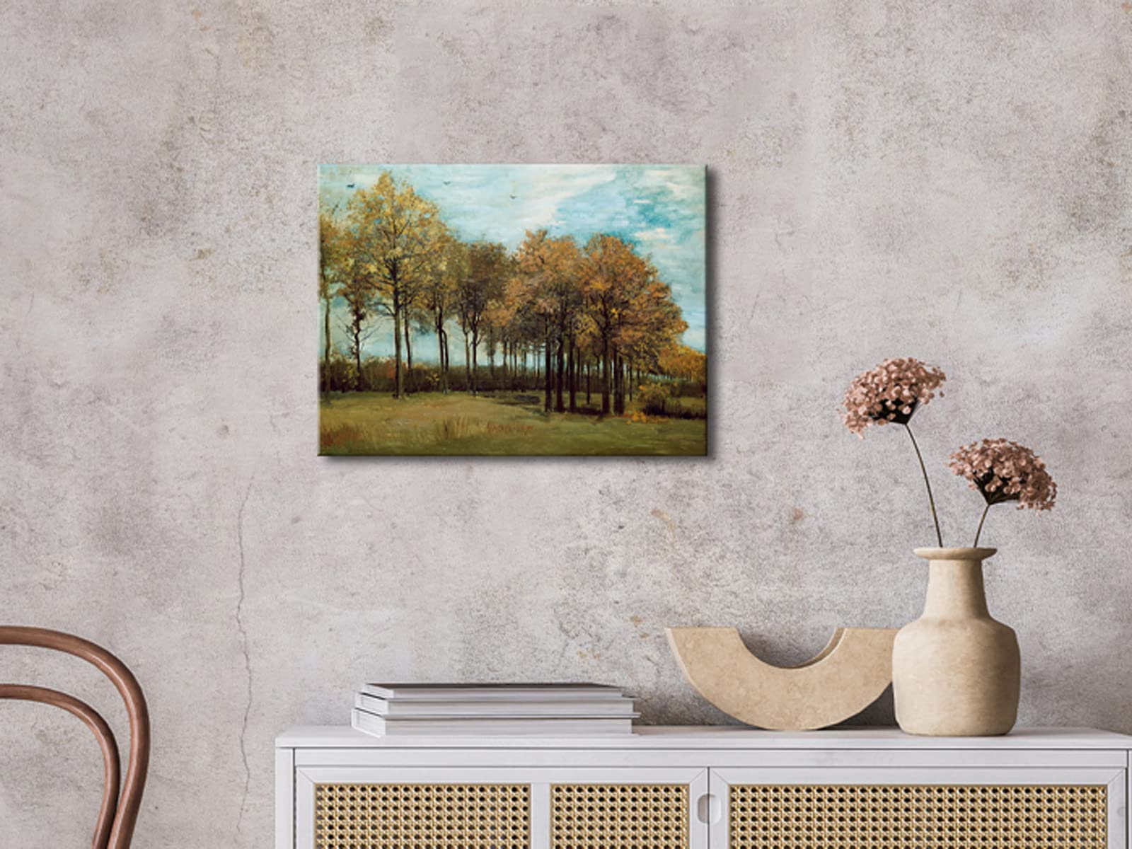 Wieco Art Autumn Landscape 1885 Canvas Prints of Vincent Van Gogh Art Famous Paintings Reproduction Tree Forest Pictures Artwork Wall Art for Home Decor and Wall Decorations