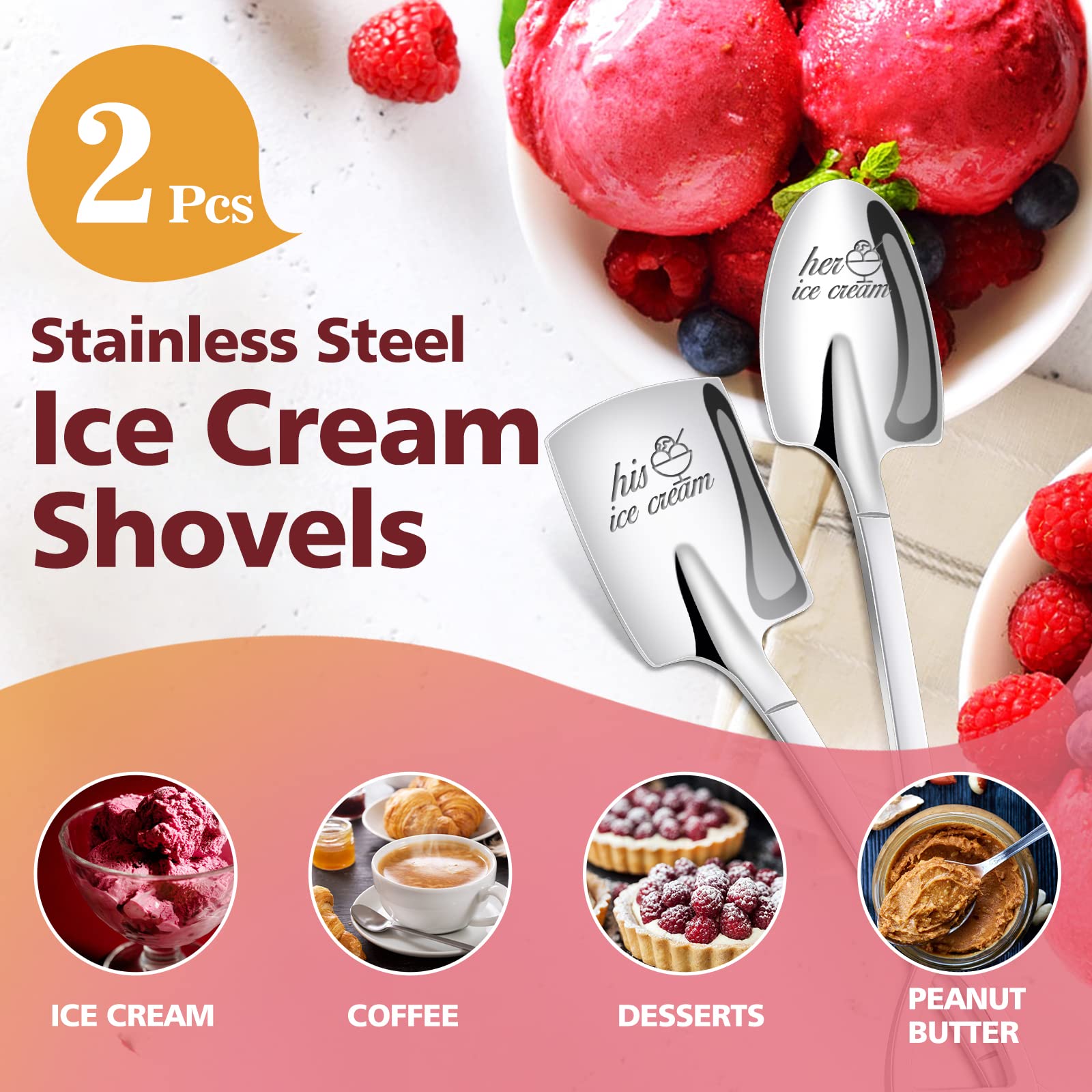 Prstenly Gifts For Him Her, 2 Pcs His And Hers Ice Cream Spoons Boyfriend Girlfriend Couples Gift Ideas, Anniversary Engagement