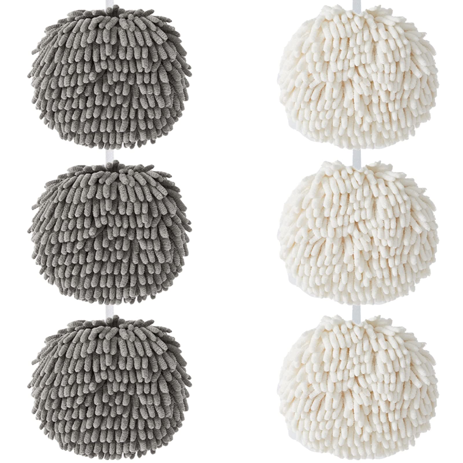 Xhmaxe 7.1 Inch Chenille Hand Towels, 6 Pcs Soft Absorbent Microfiber Towels Ball Gadgets For Home/Kitchen/Bathroom Gadgets/Hang