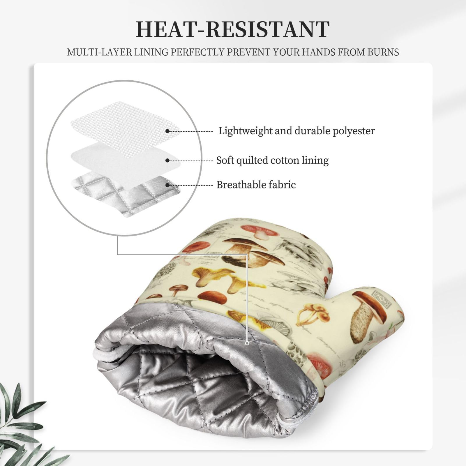 Mifsoiavv Mushroom Oven Mitts And Pot Holders Sets Silicone Vintage Mushrooms Kitchen Mitts Potholders Heat Resistant 4Pcs Oven