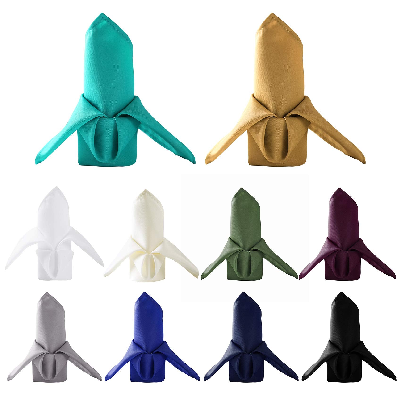 50Pcs Polyester Cloth Napkins - 20 X 20 Inch Black Dinner Washable Napkins With Hemmed Edges For Restaurant/Wedding/Hotel(50,Bla