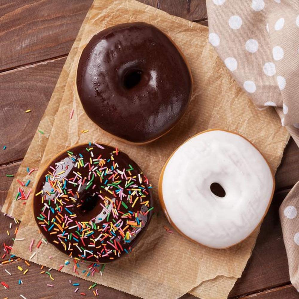 Newk Silicone Donut Pan, 6 Cavity Non-Stick Silicone Donut Mold For Donuts, Bagels - Set Of 4, Blue+ Light Green+ Rose Red+ Oran