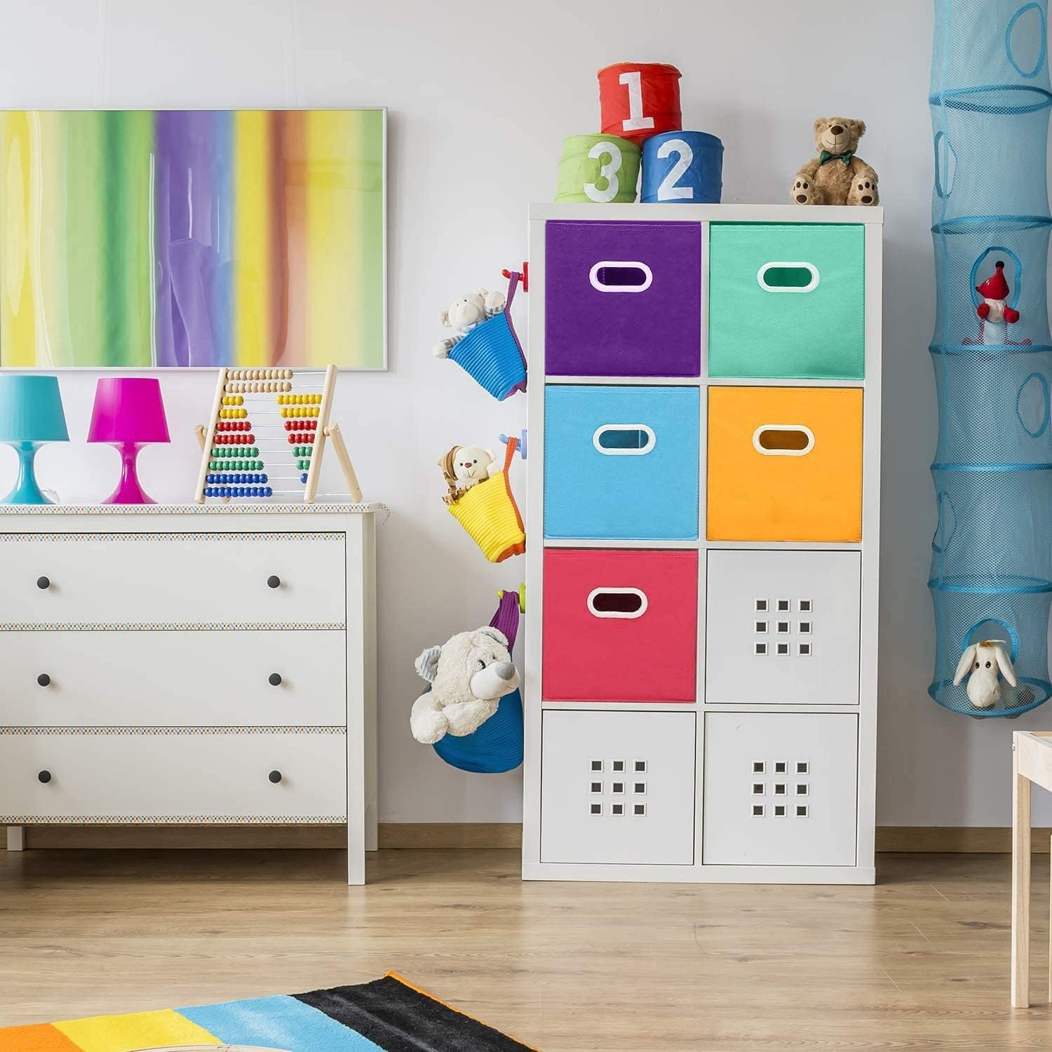 Maidmax Cloth Storage Bin With Dual Plastic Handles For Home Closet Nursery Drawers Organizers, Foldable, 6 Colors, 10.5  10.5