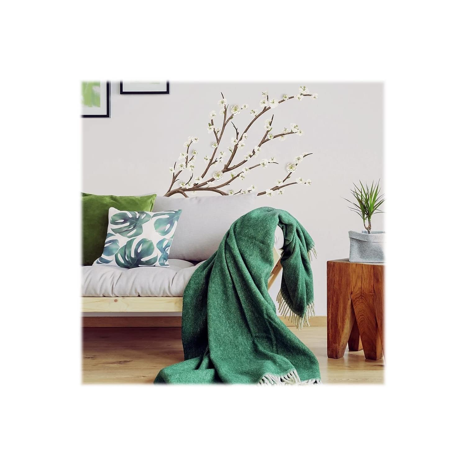 Roommates Rmk3201Gm White Blossom Branch Peel And Stick Giant Wall Decals With Flower Embellishments