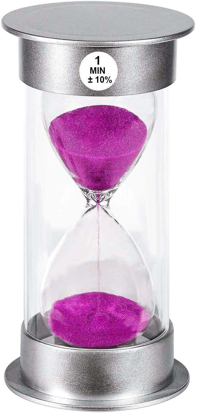 Suliao Sand Timer 1 Minute Hourglass, Unbreakable Colorful Sand Watch 1 Min, Large Purple Sand Clock One Minute, Plastic Hour Gl