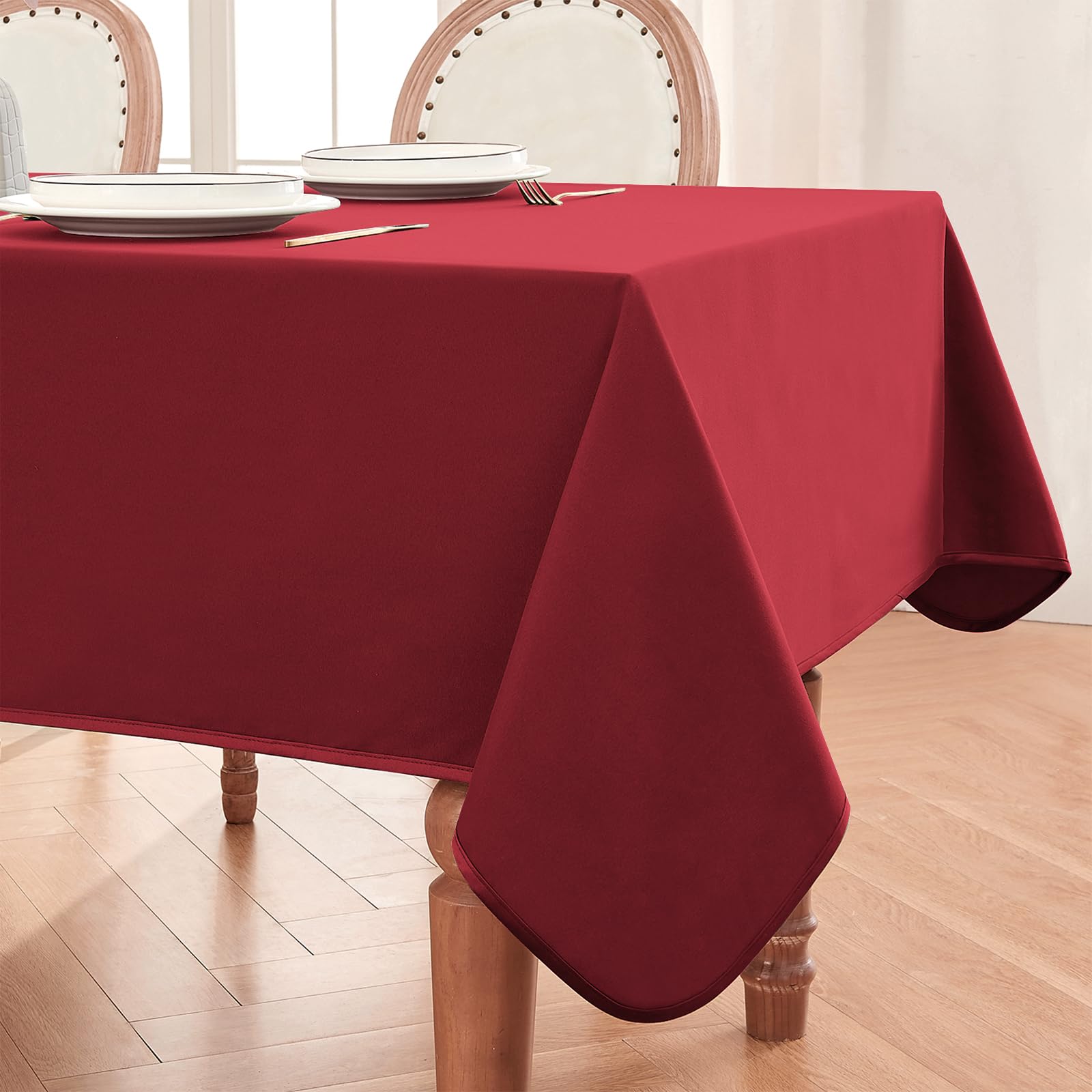 Balcony & Falcon Rectangle Tablecloth Waterproof Table Cover Peach-Skin Fabric And Satin Double-Sided Usable Table Cloth For Wed