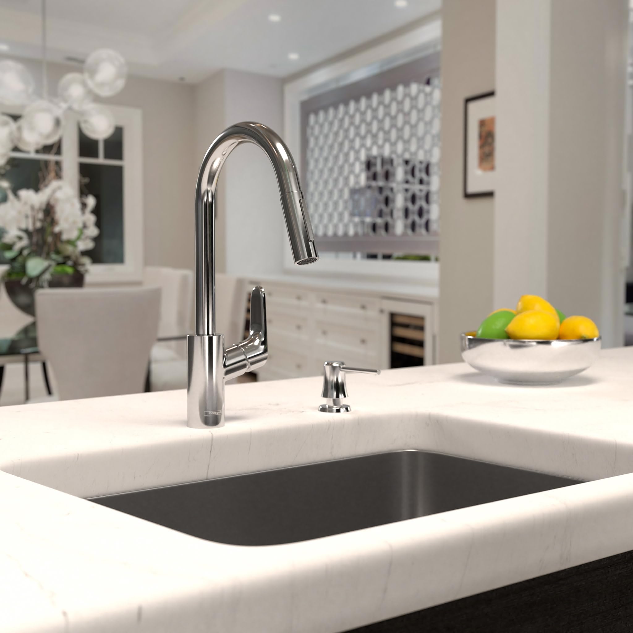 Hansgrohe Focus Chrome High Arc Kitchen Faucet, Kitchen Faucets With Pull Down Sprayer, Faucet For Kitchen Sink, Magnetic Dockin