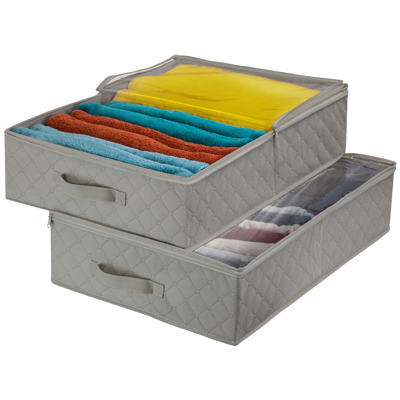 Sorbus Storage Bags Closet & Underbed Organizer Set, Clear Cover, Foldable with Carry Handles, Great for, Clothes, Linens, Beddi