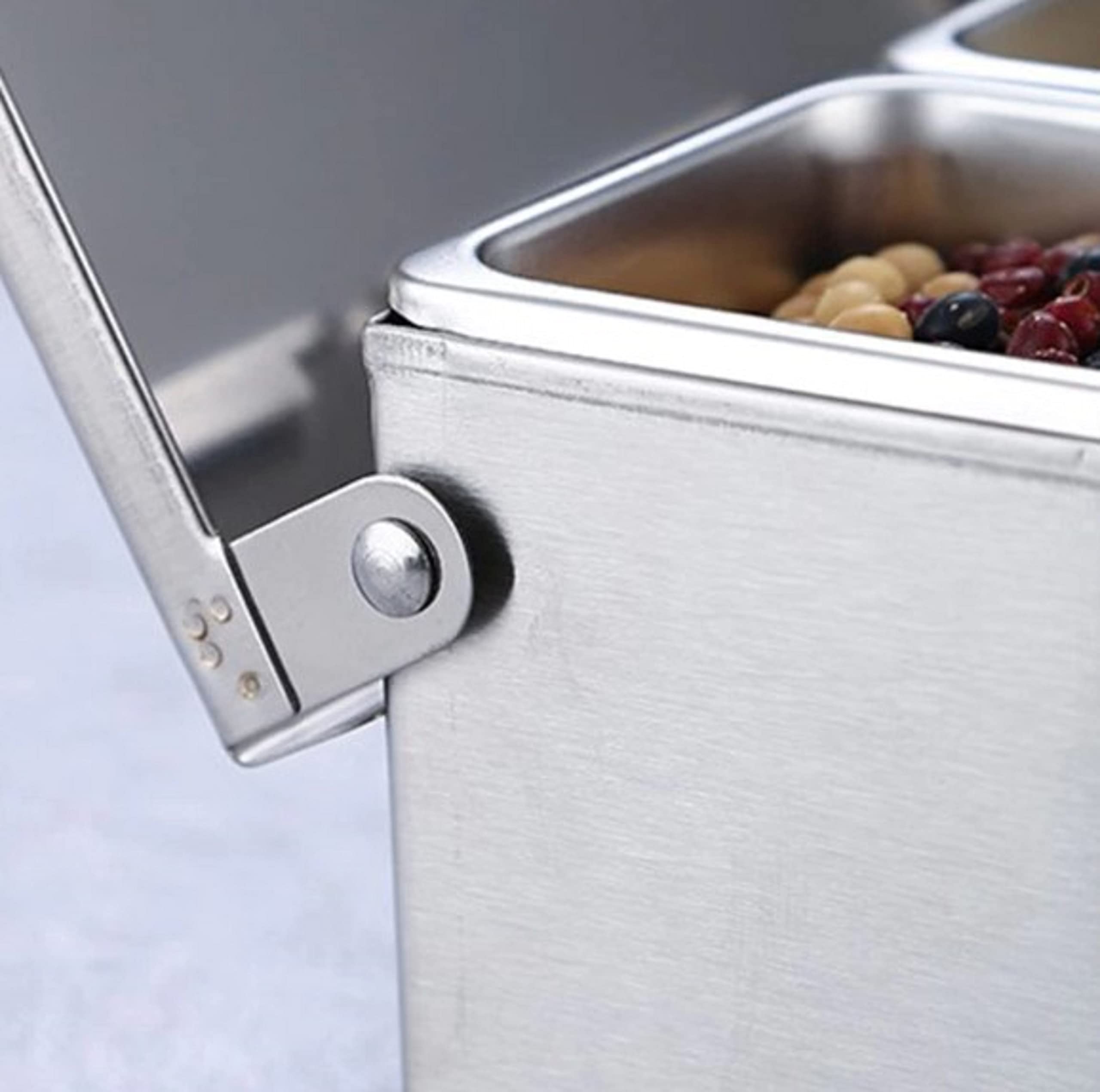 Truecraftware- 6 Compartment Stainless Steel Condiment Bar (Open Bottom)- Condiment Dispenser Serving Container Garnish Tray Bar