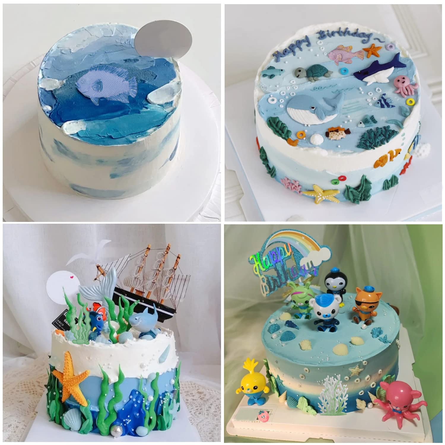 Mujiang Coral Seaweed Silicone Mold Sea Creatures Fish Fondant Molds For Cake Decorating Candy Chocolate Set Of 4