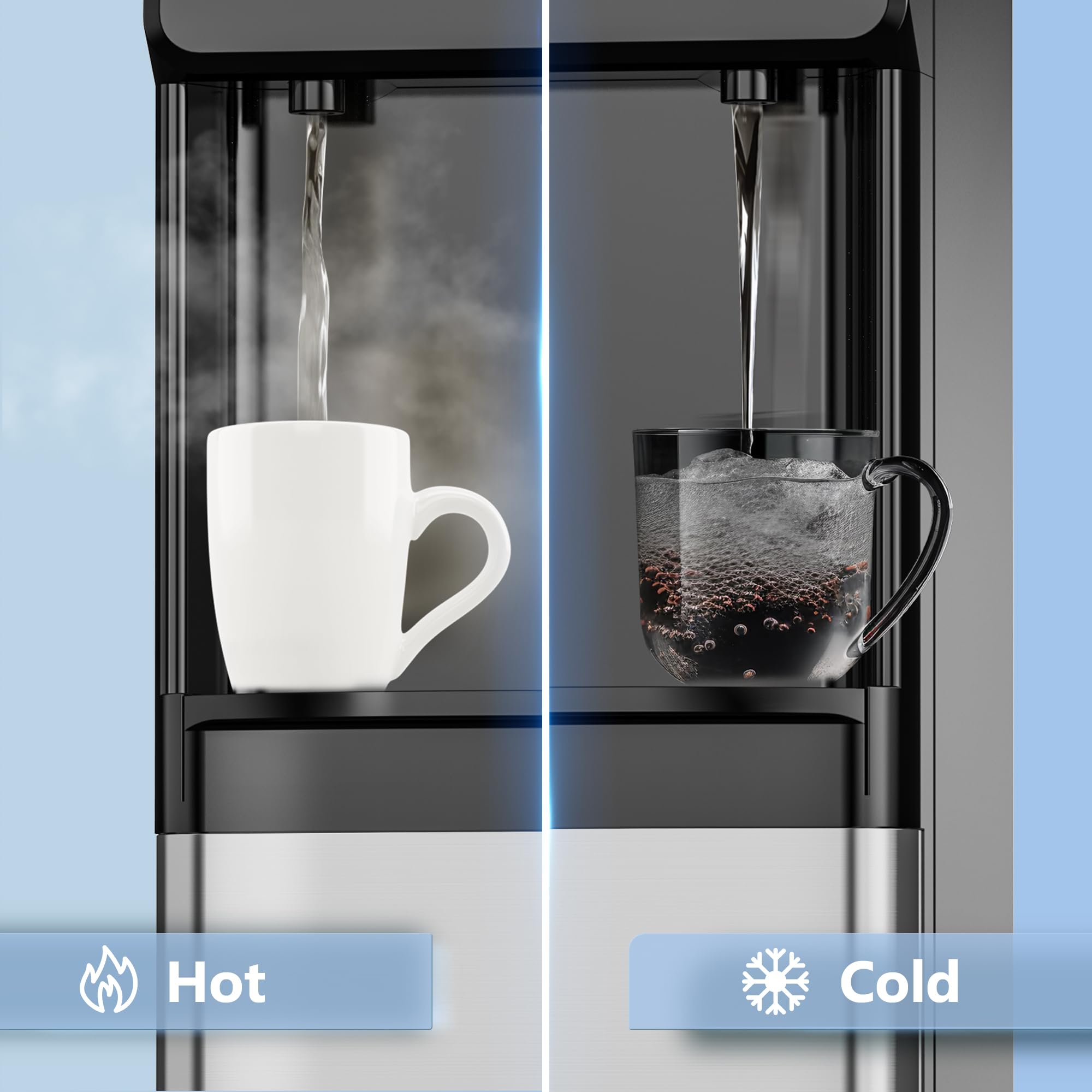 Euhomy Top Loading Water Dispenser, Hot And Cold Water Cooler For 3 Or 5 Gallon Bottles,Child Safety Lock,Water Cooler Dispenser