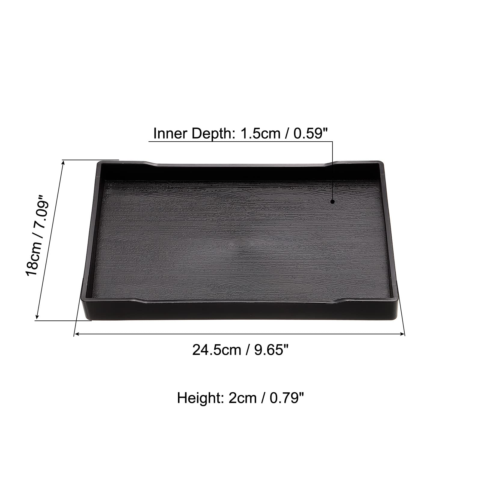 Patikil 10X7 Fast Food Tray, Plastic Reusable Recyclable Multi-Purpose Rectangle Serving Tray For Restaurant Home Kitchen, Black