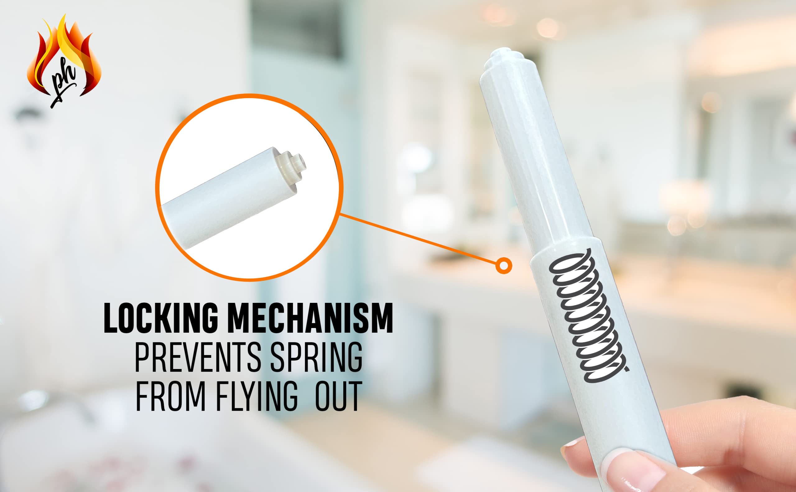 Toilet Paper Roller Holder (7 Inch) White - Plastic (Spring Loaded) Replacement Spindle Rod - Roll Extender Fits Extra Large Bat