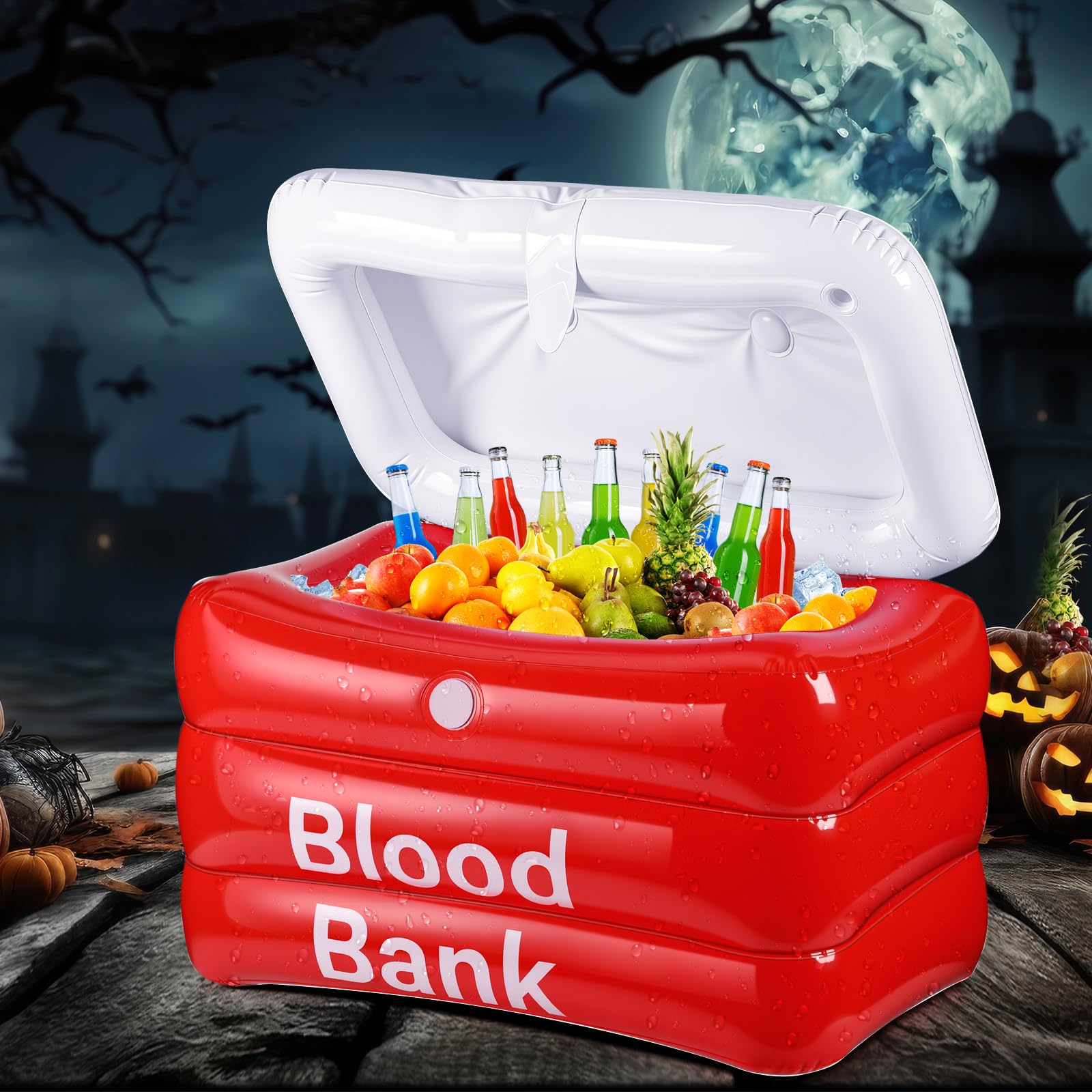 Funnymoom 1 Pcs Halloween Inflatable Cooler Blood Bank Cooler Hospital Themed Blood Bags Container for Beverage Snacks Halloween
