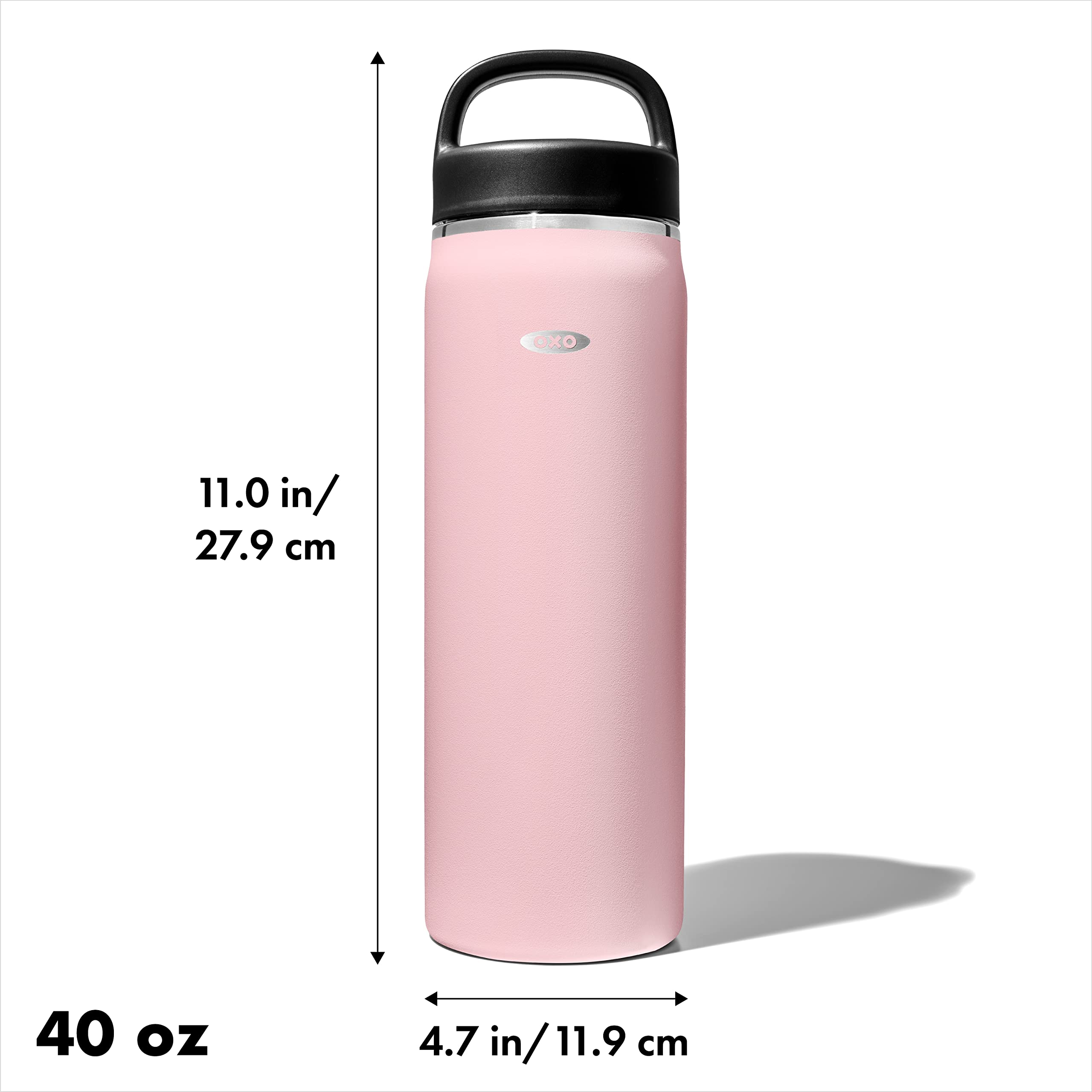 Oxo 40 Oz Insulated Handled Lid Water Bottle, Rose Quartz