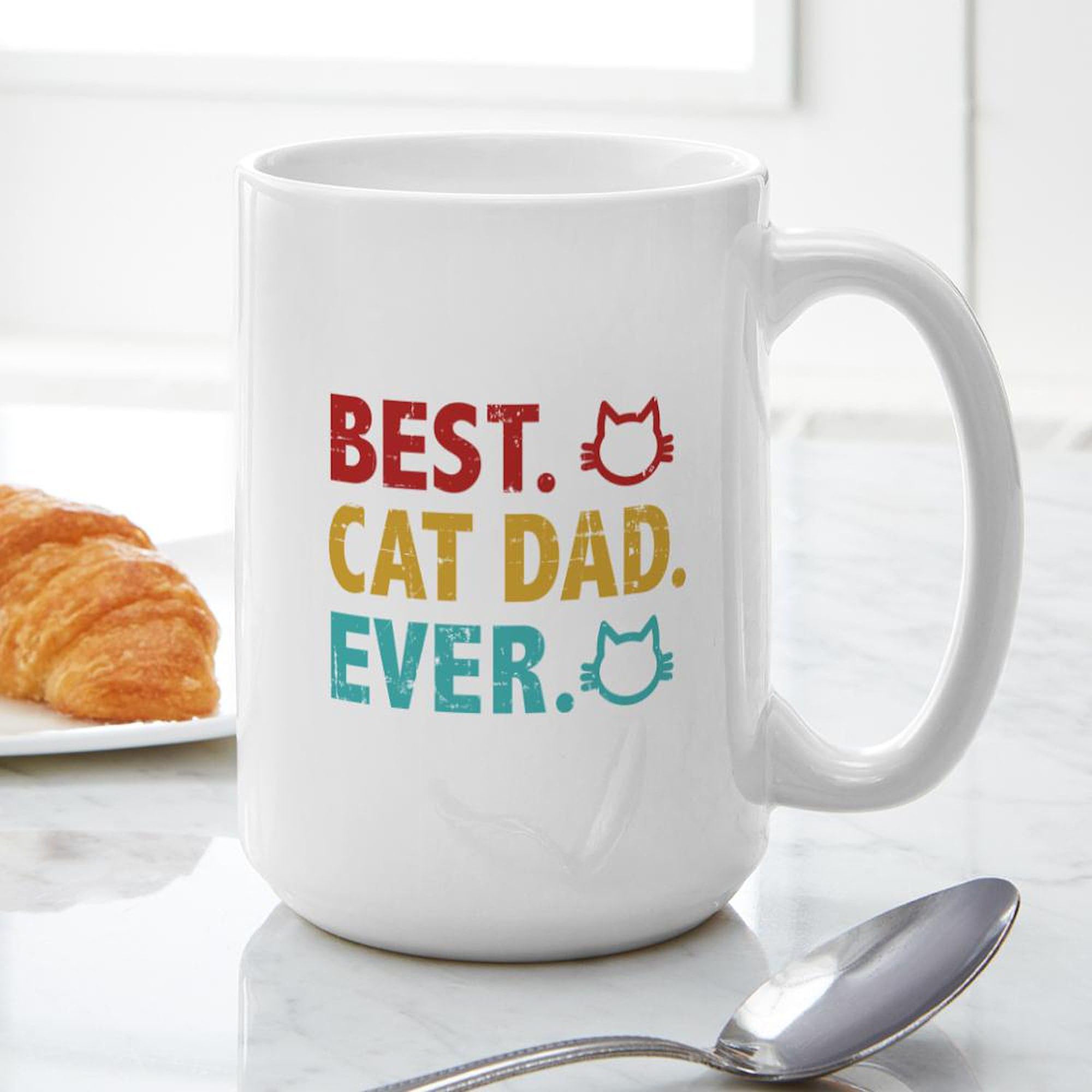 CafePress Best Cat Dad Ever Mugs 15 oz (444 ml) Ceramic Coffee Mug