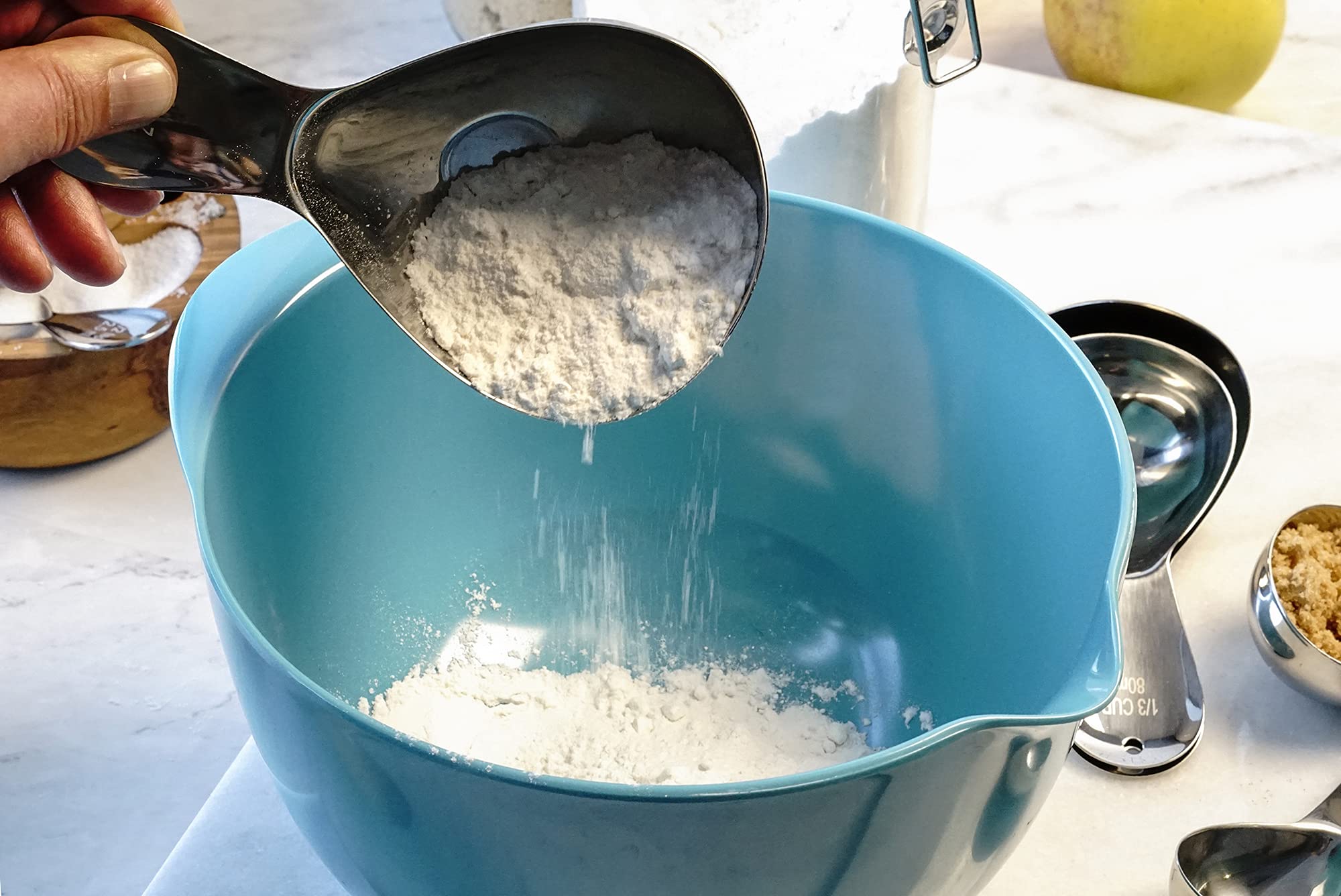 RSVP International Endurance Stainless Steel Oval Measuring Cups  Set of 4 | 1/8 Cup to 1 Cup Measurements | Nest for Easy Storage | Dishwasher Safe | Dry or Liquid | Baking or Cooking