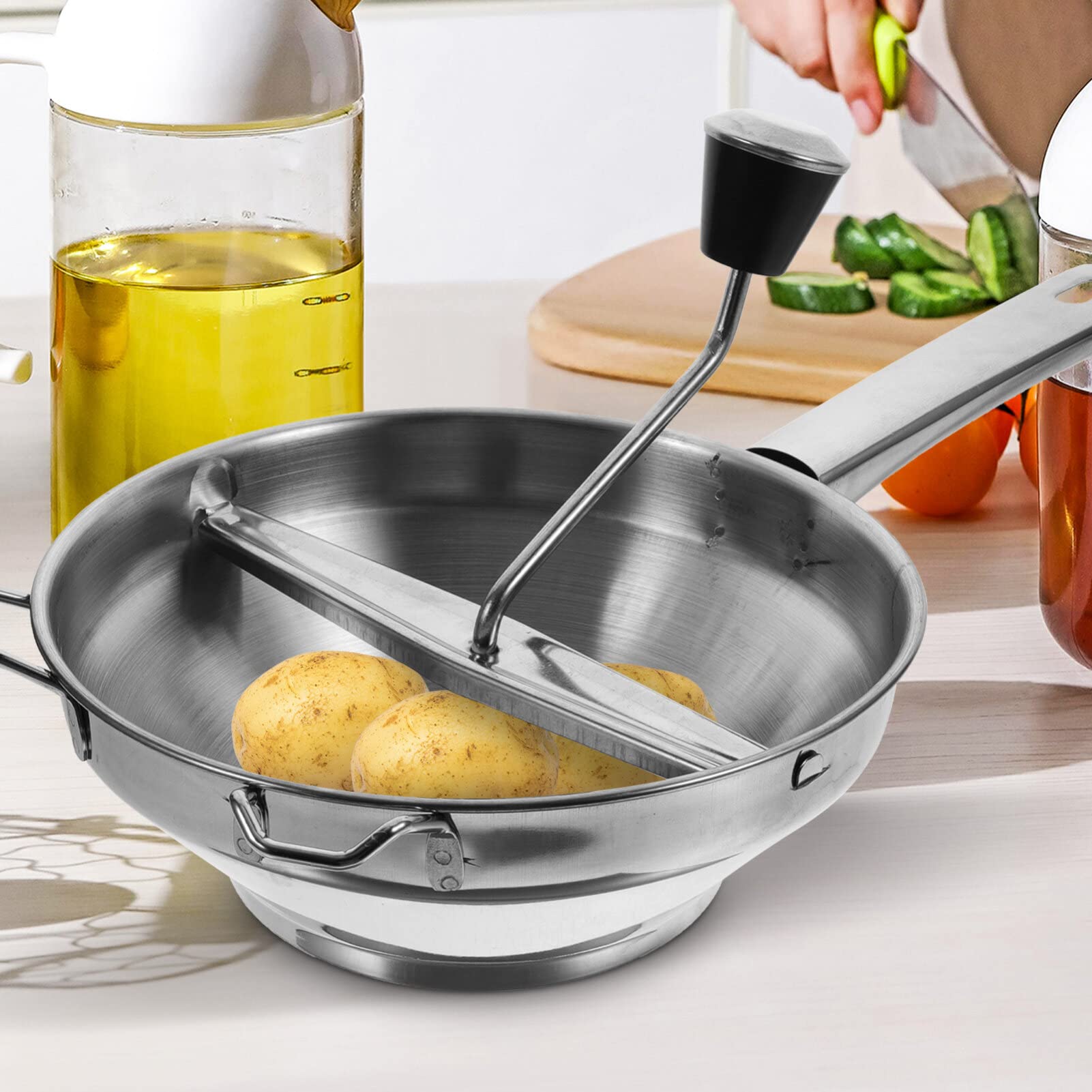 Aboofan Stainless Steel Food Mill Manual Rotary Fruit Vegetable Hand Crank Potato Ricer Masher Bowl For Mashed Potatoes Puree Ja