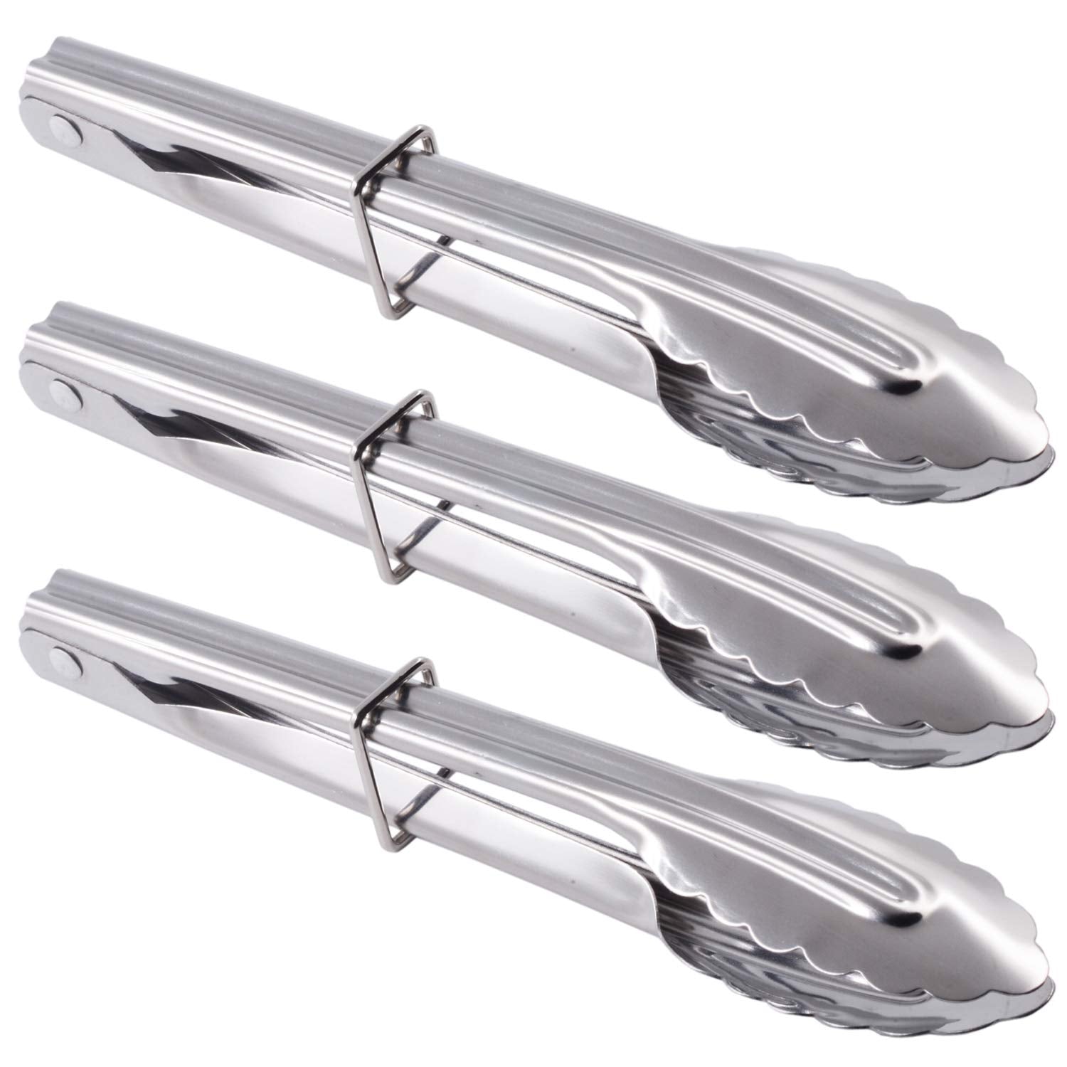Hinmay Mini Stainless Steel Serving Tongs Small Tongs For Serving Food Cooking Salad Grilling (7-Inch 3 Pieces)