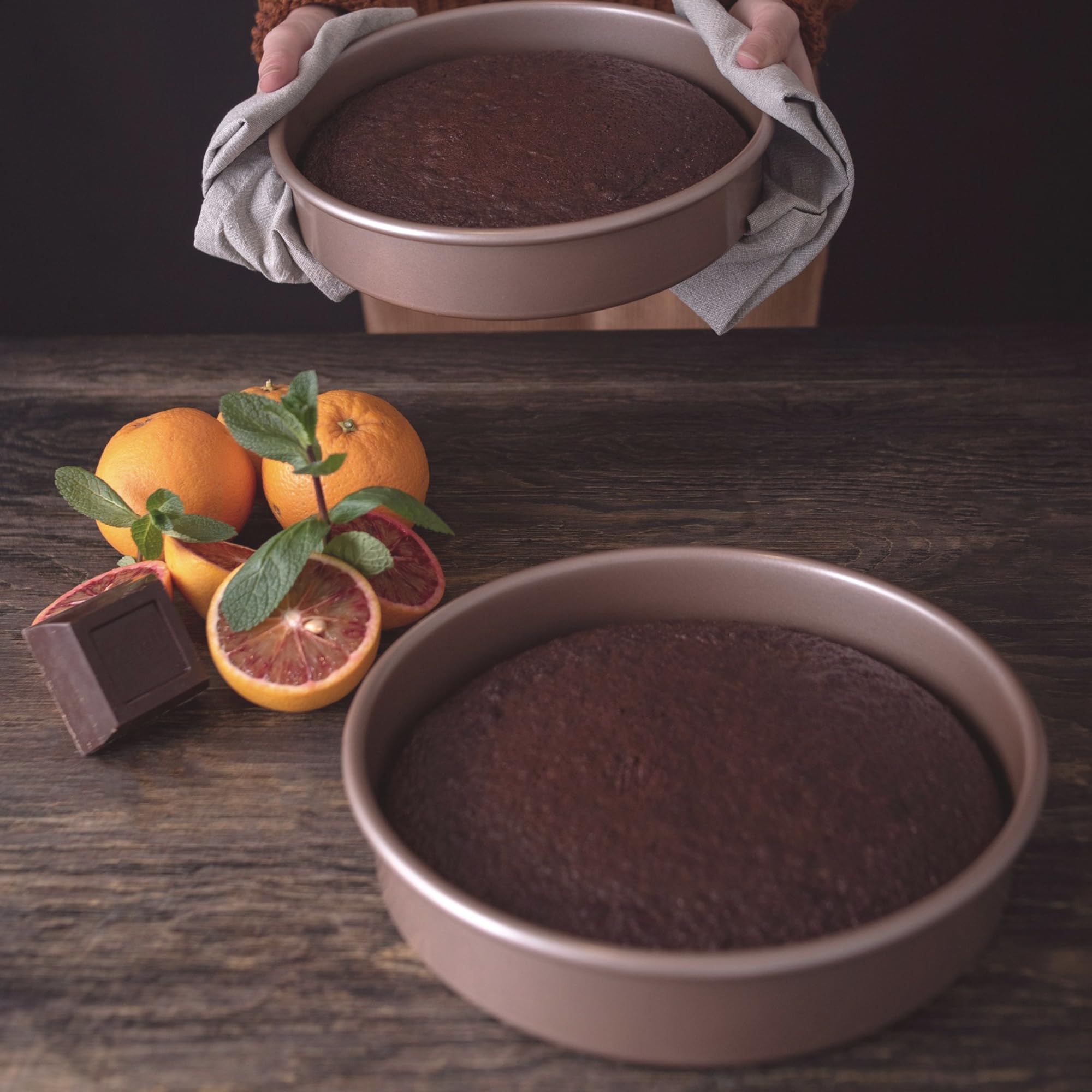 Happiels Non Toxic Nonstick 9 Inch Round Cake Pans Set Of 2 | Quality Non Stick 9 Inches Layer Circle Cake Pan 2 Inches Deep | B