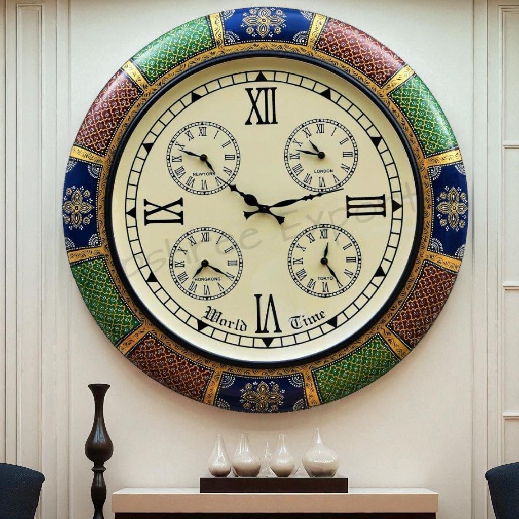 Vintage Clock Wood Analog Wall Clock(24 X 24 Inch,Multicolour)