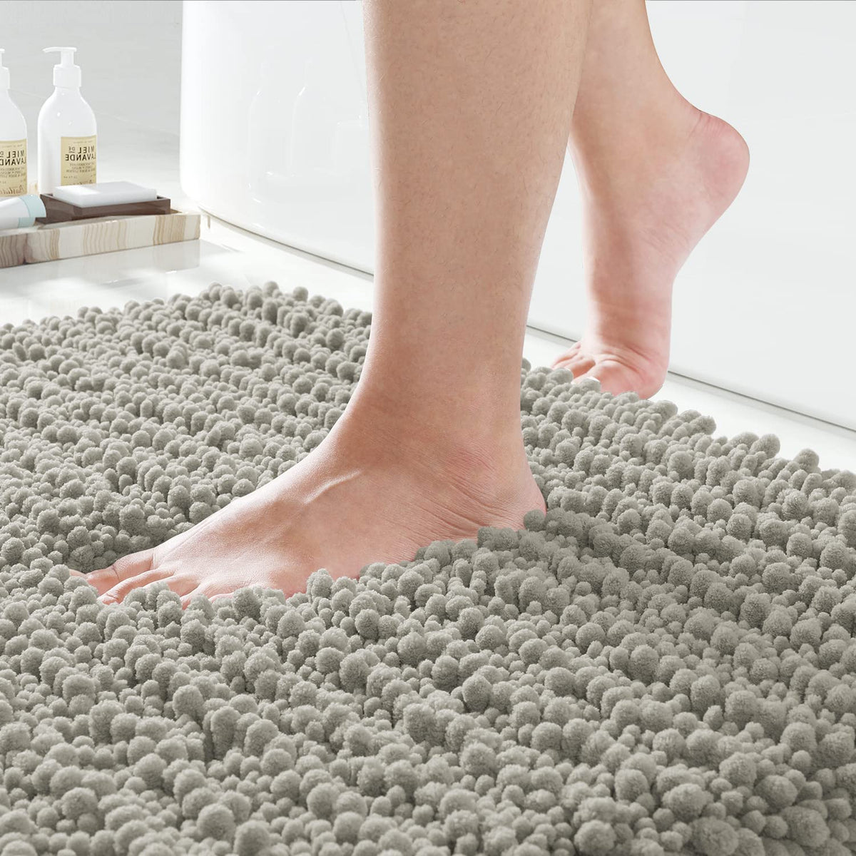Yimobra Original Luxury Chenille Bath Mat, 24 X 17 Inches, Soft Shaggy And Comfortable, Large Size, Super Absorbent And Thick, N